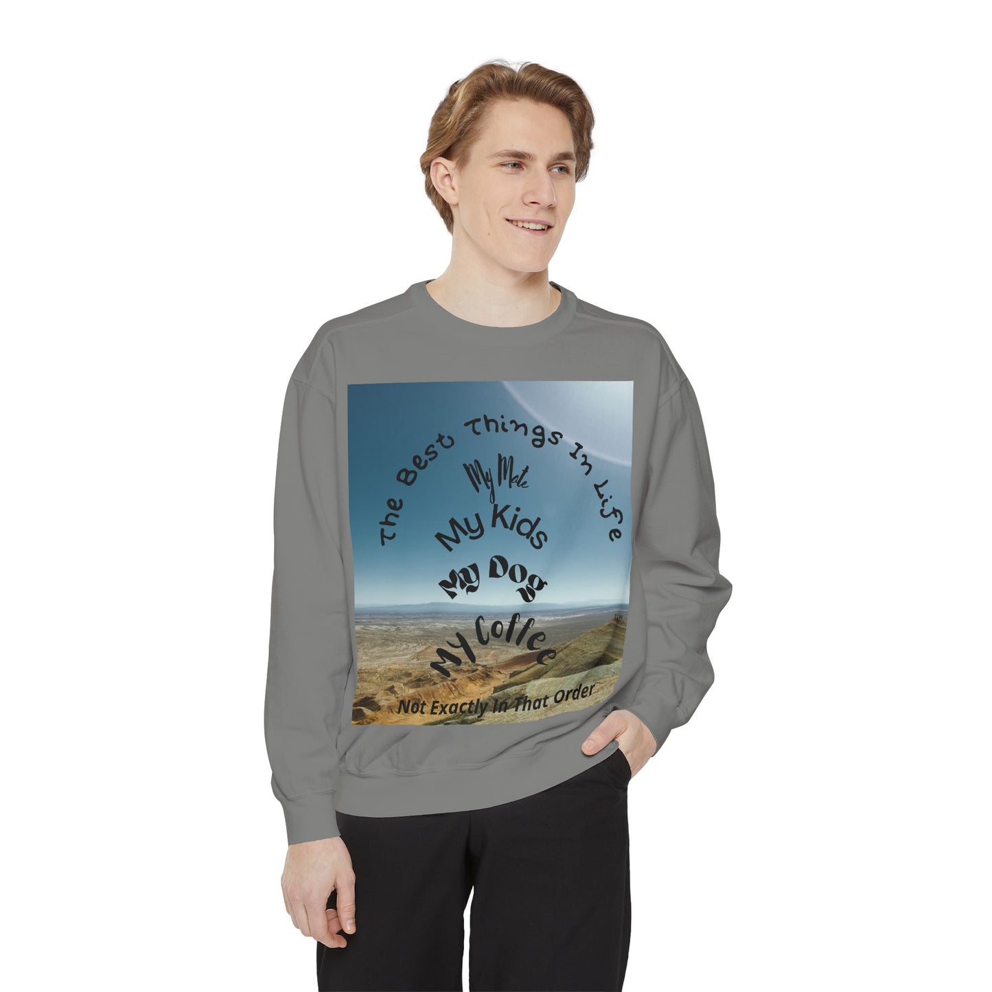 Coastal Family Vibes Sweatshirt — "The Best Things in Life" Graphic Crewneck