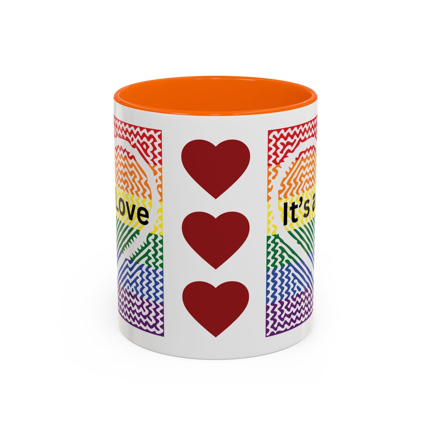 It's All Love Rainbow Heart Coffee Mug — Pride Accent Mug (11/15oz)