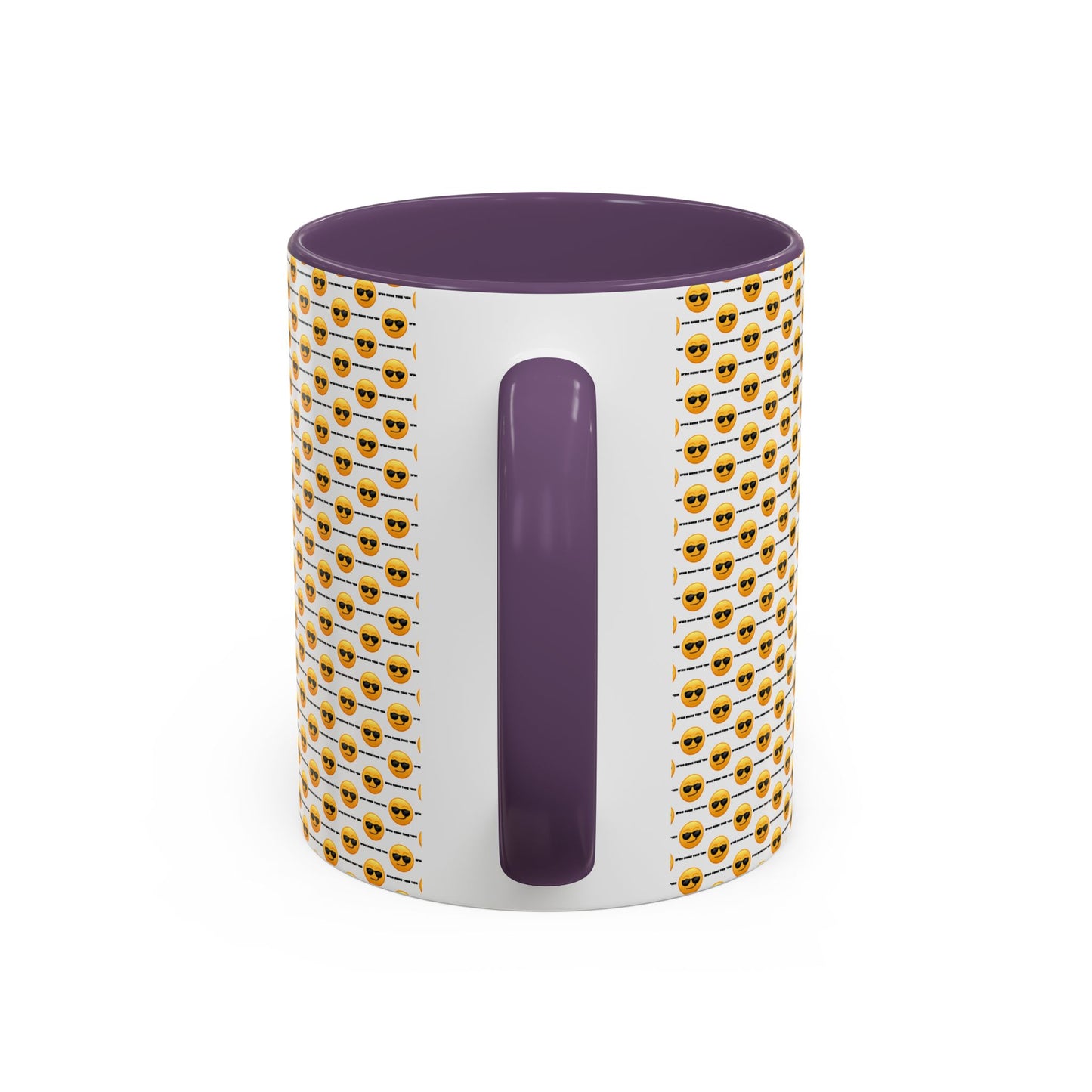 Sunglasses Emoji Pattern Accent Coffee Mug (11 oz) Asking "Who Run's This Ish"