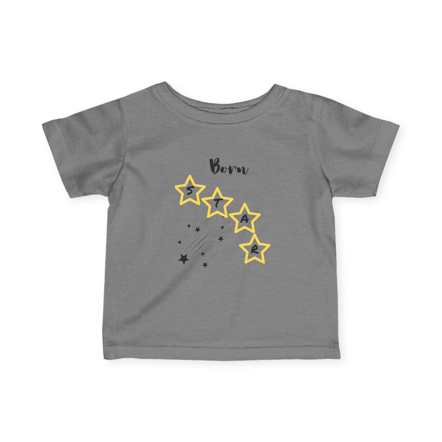 Infant Tee — "Born Star" Yellow Star Graphic Baby Shirt