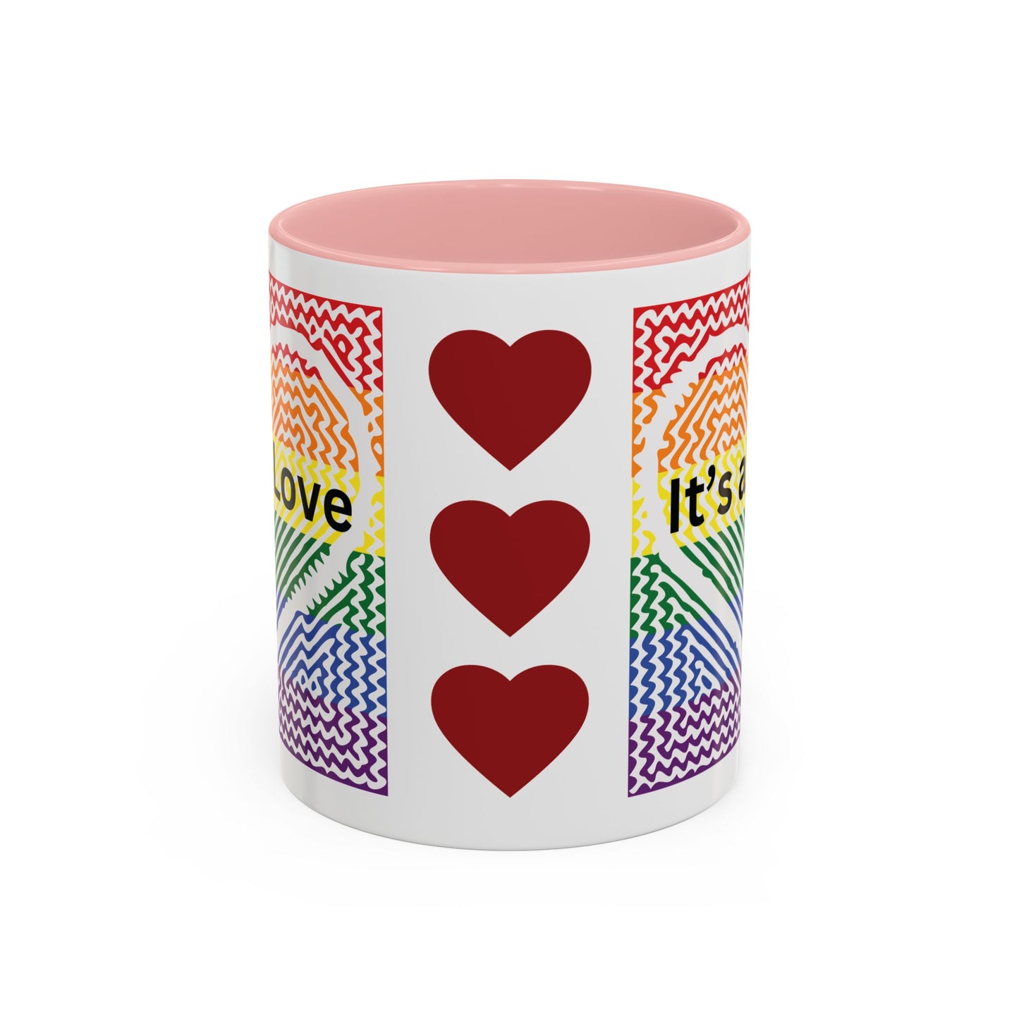 It's All Love Rainbow Heart Coffee Mug — Pride Accent Mug (11/15oz)
