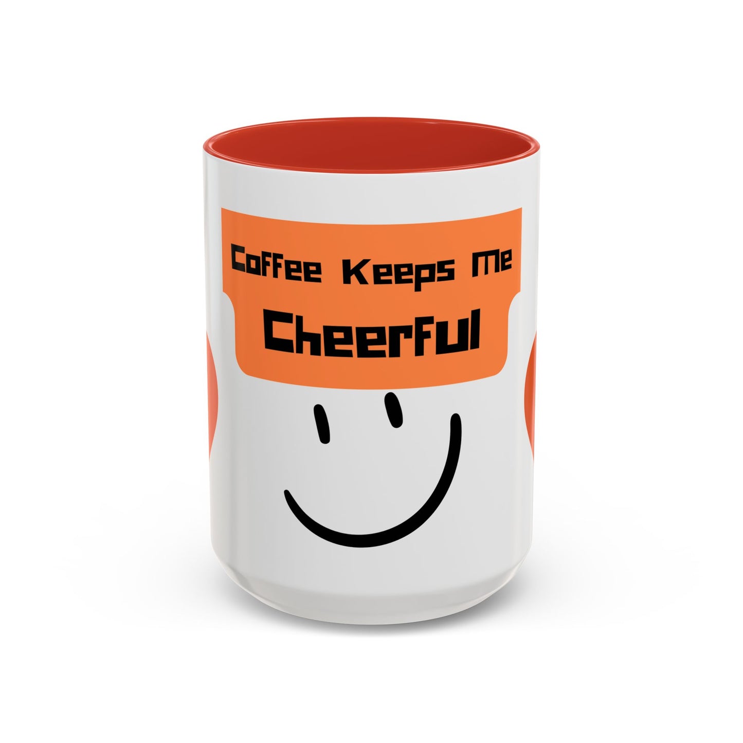 Coffee Keeps Me Cheerful Accent Mug — Smiley Heart 11/15oz