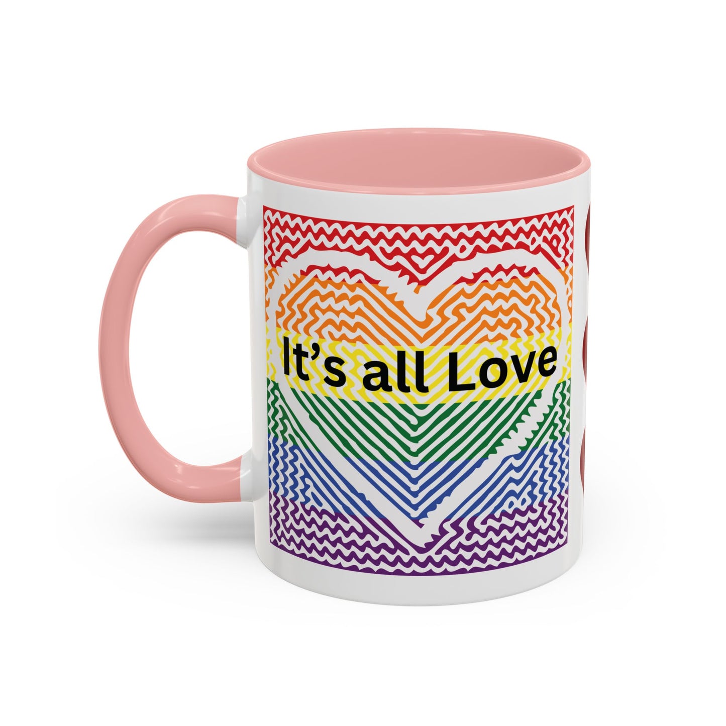 It's All Love Rainbow Heart Coffee Mug — Pride Accent Mug (11/15oz)