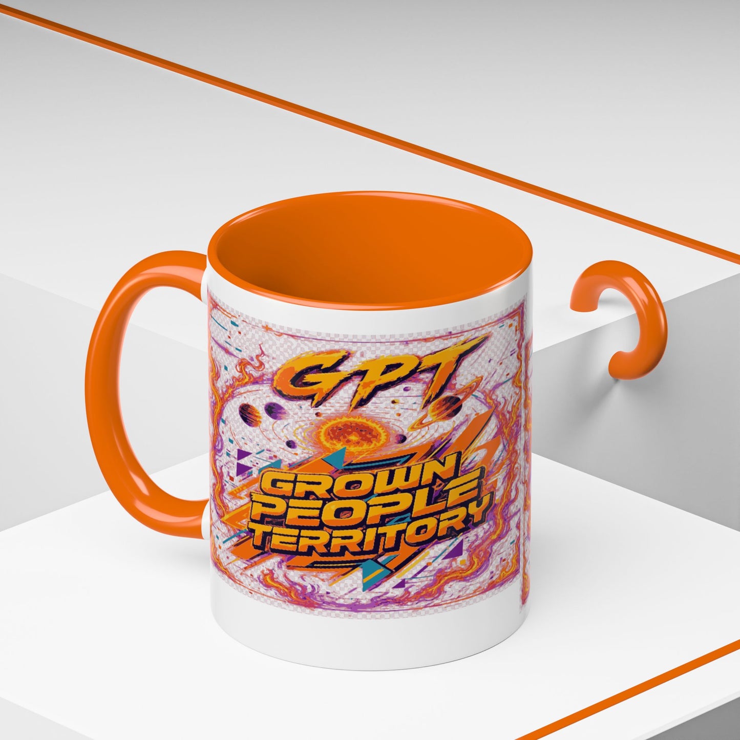 Accent Coffee Mug — "GPT: Grown People Territory" Bold Graphic Coffee Cup