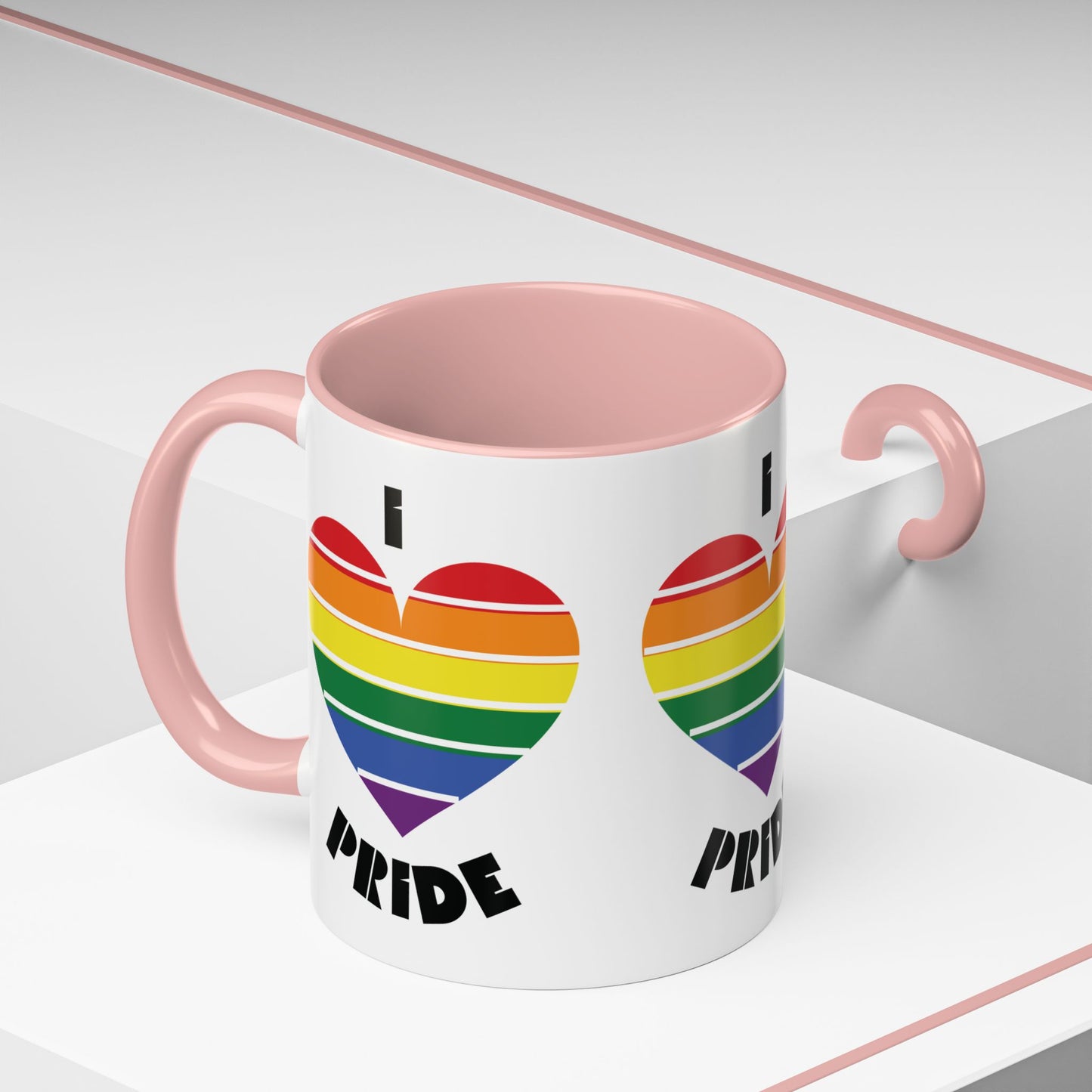 I Heart Pride Accent Coffee Mug – Rainbow Love 11/15oz