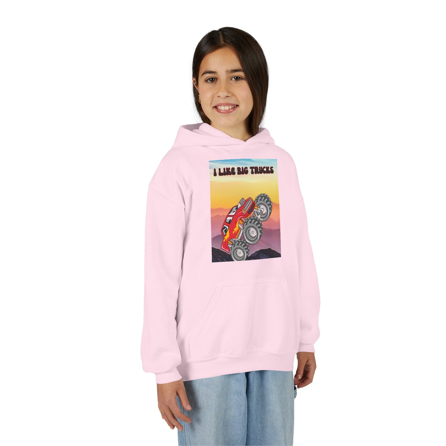 Youth Hoodie — "I Like Big Trucks" Monster Truck Graphic