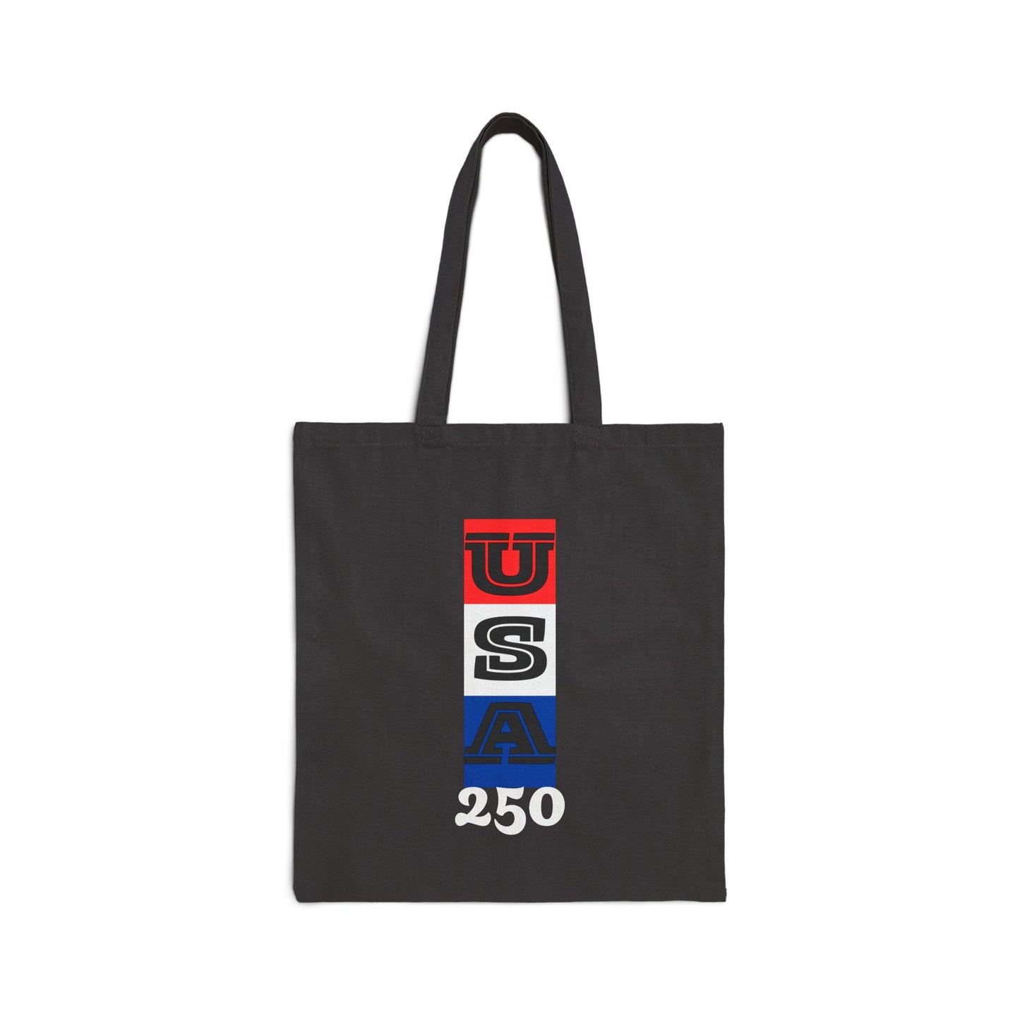 "USA 250" Patriotic Cotton Canvas Tote Bag, Eco-Friendly Shopper, Reusable Grocery Bag
