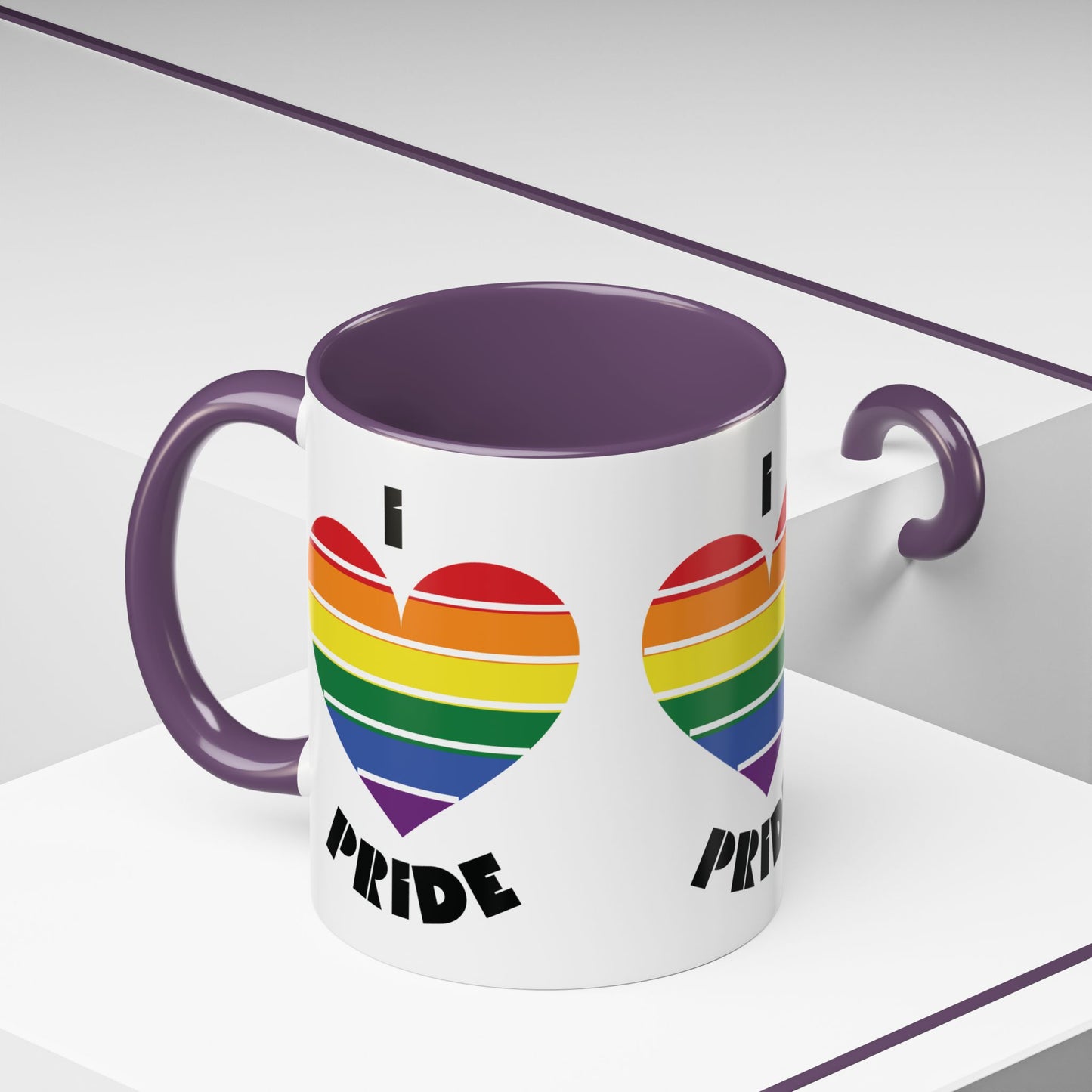 I Heart Pride Accent Coffee Mug – Rainbow Love 11/15oz