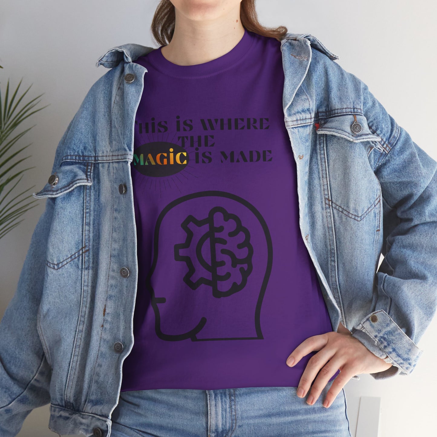Brain + Gear Tee — "This Is Where the Magic Is Made" Creative Mind T-Shirt