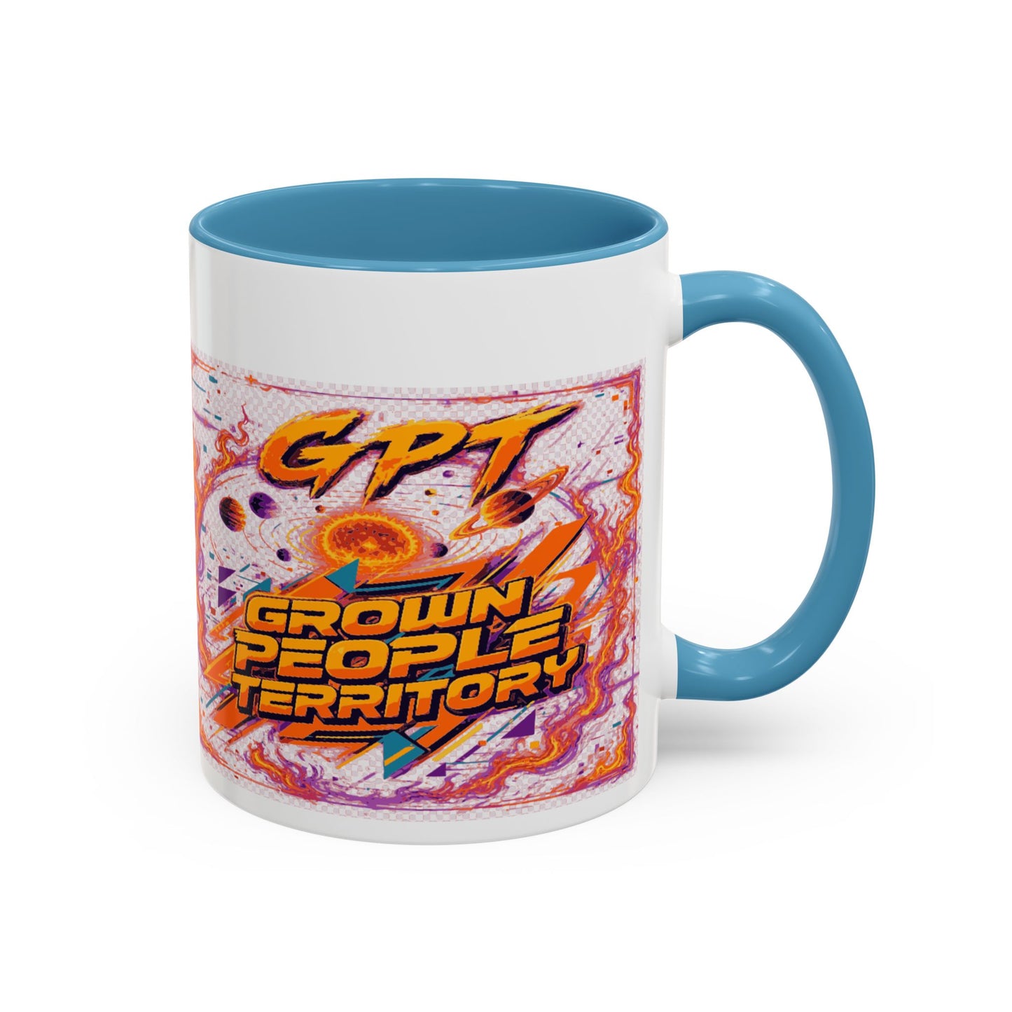 Accent Coffee Mug — "GPT: Grown People Territory" Bold Graphic Coffee Cup