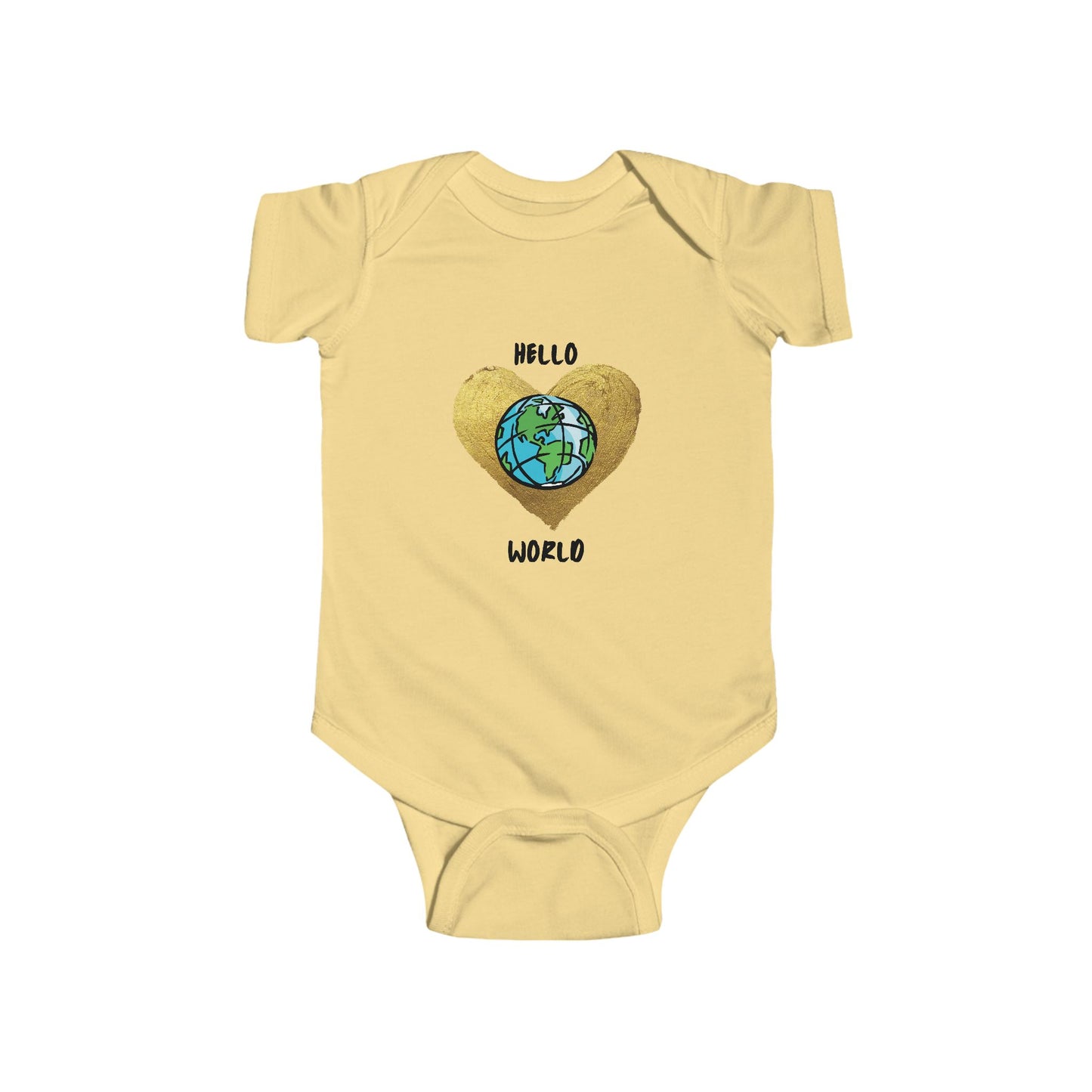 Infant Bodysuit "Hello World" Earth Heart Graphic