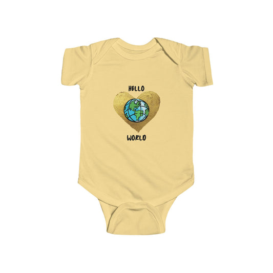 Infant Bodysuit "Hello World" Earth Heart Graphic