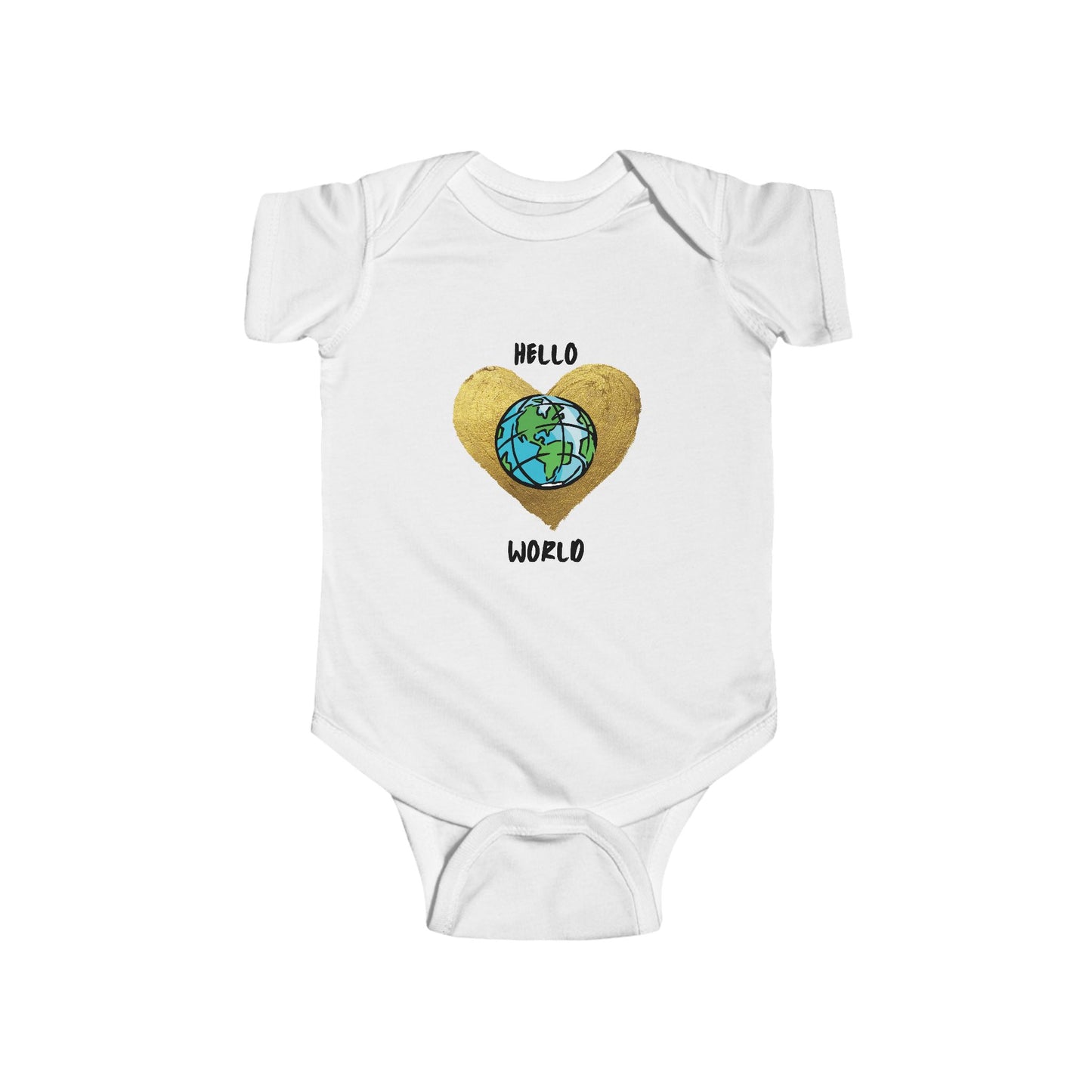 Infant Bodysuit "Hello World" Earth Heart Graphic