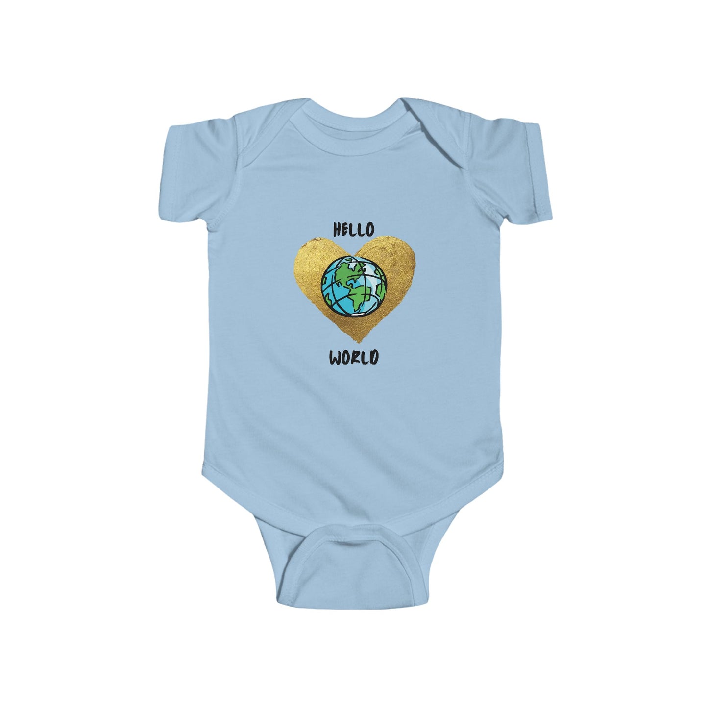 Infant Bodysuit "Hello World" Earth Heart Graphic