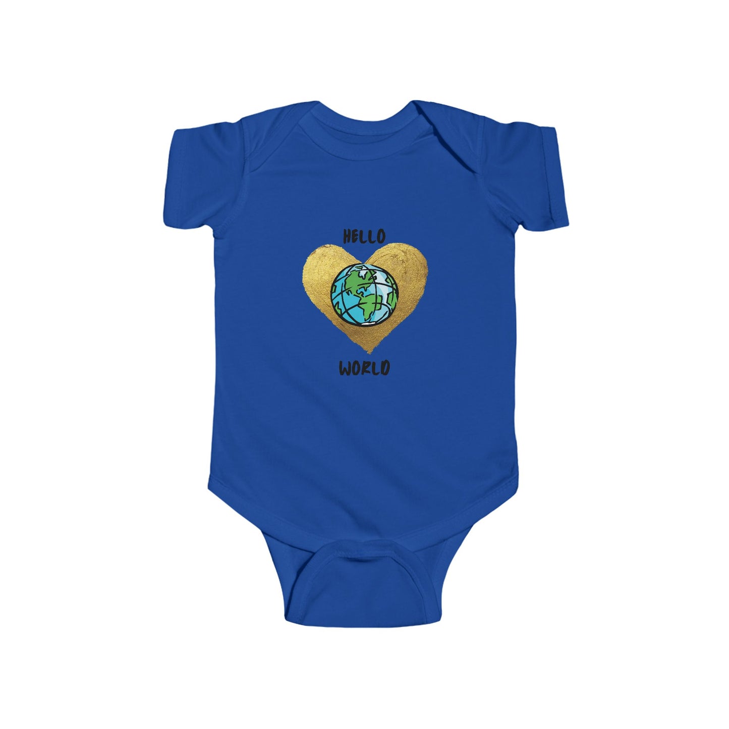 Infant Bodysuit "Hello World" Earth Heart Graphic