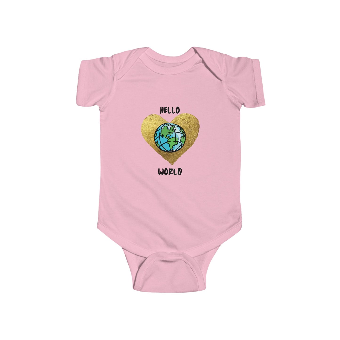 Infant Bodysuit "Hello World" Earth Heart Graphic