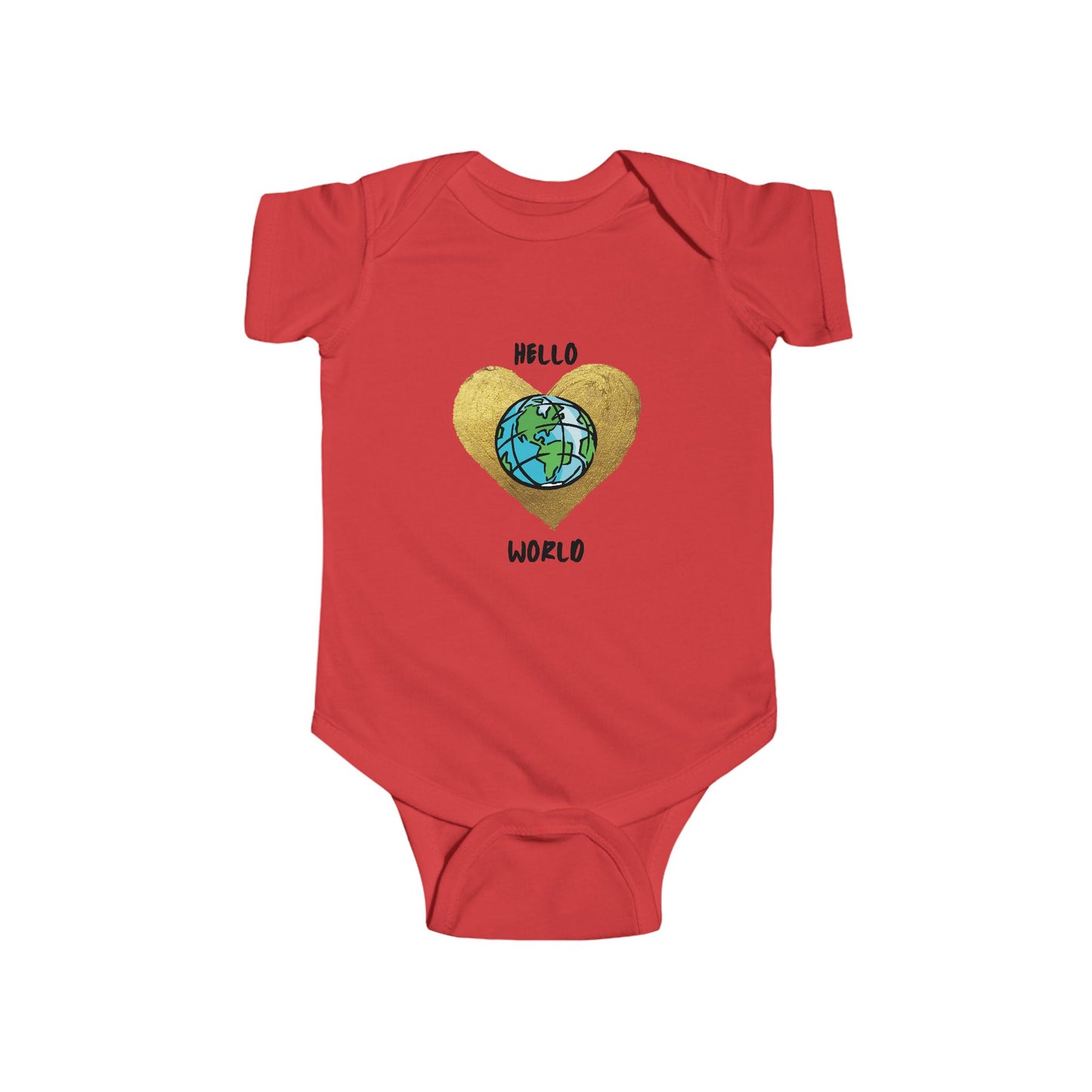 Infant Bodysuit "Hello World" Earth Heart Graphic