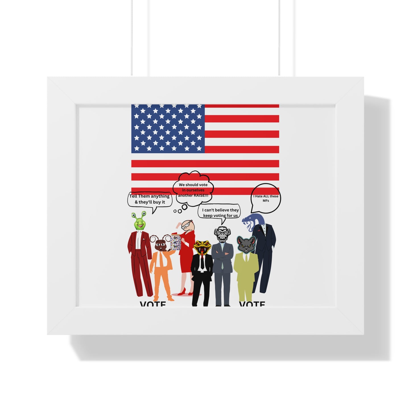 Framed Poster — Patriotic Political Cartoon "Jar of Lies" Print
