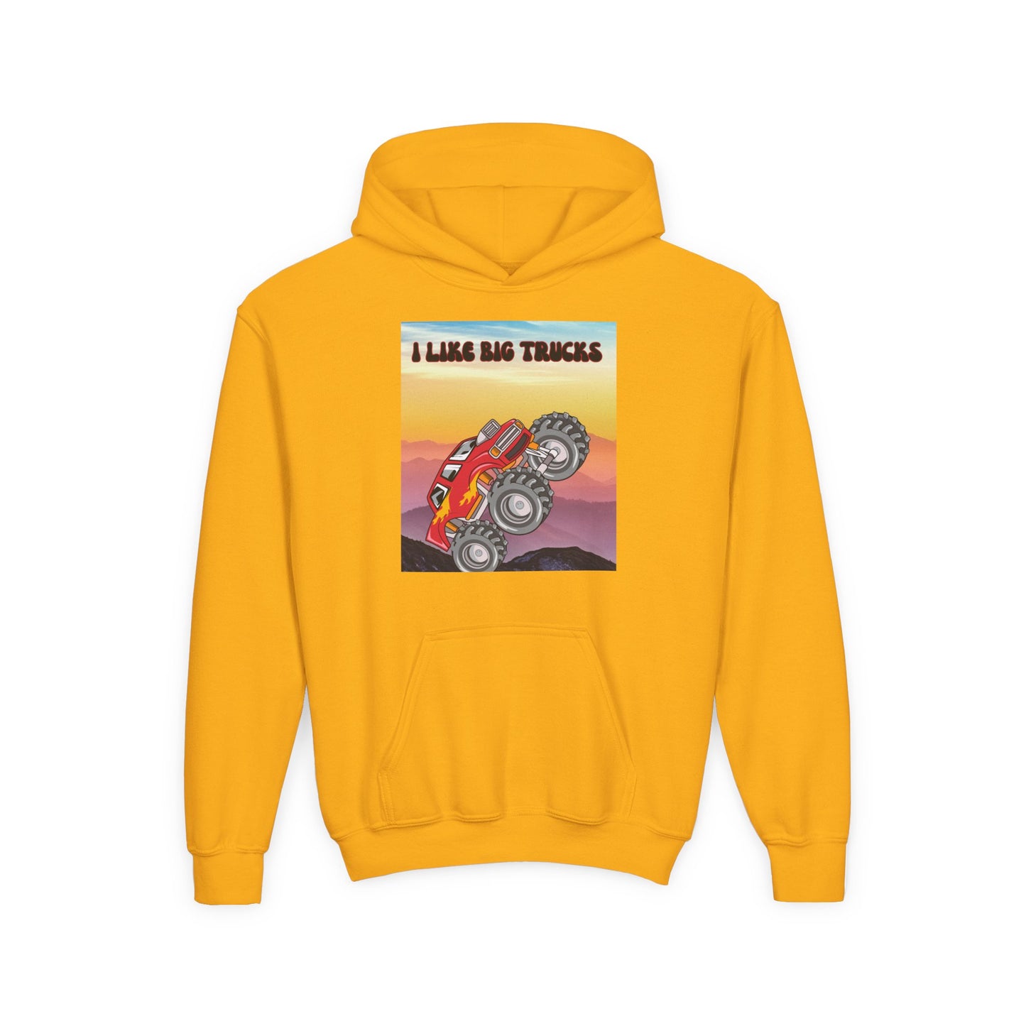 Youth Hoodie — "I Like Big Trucks" Monster Truck Graphic