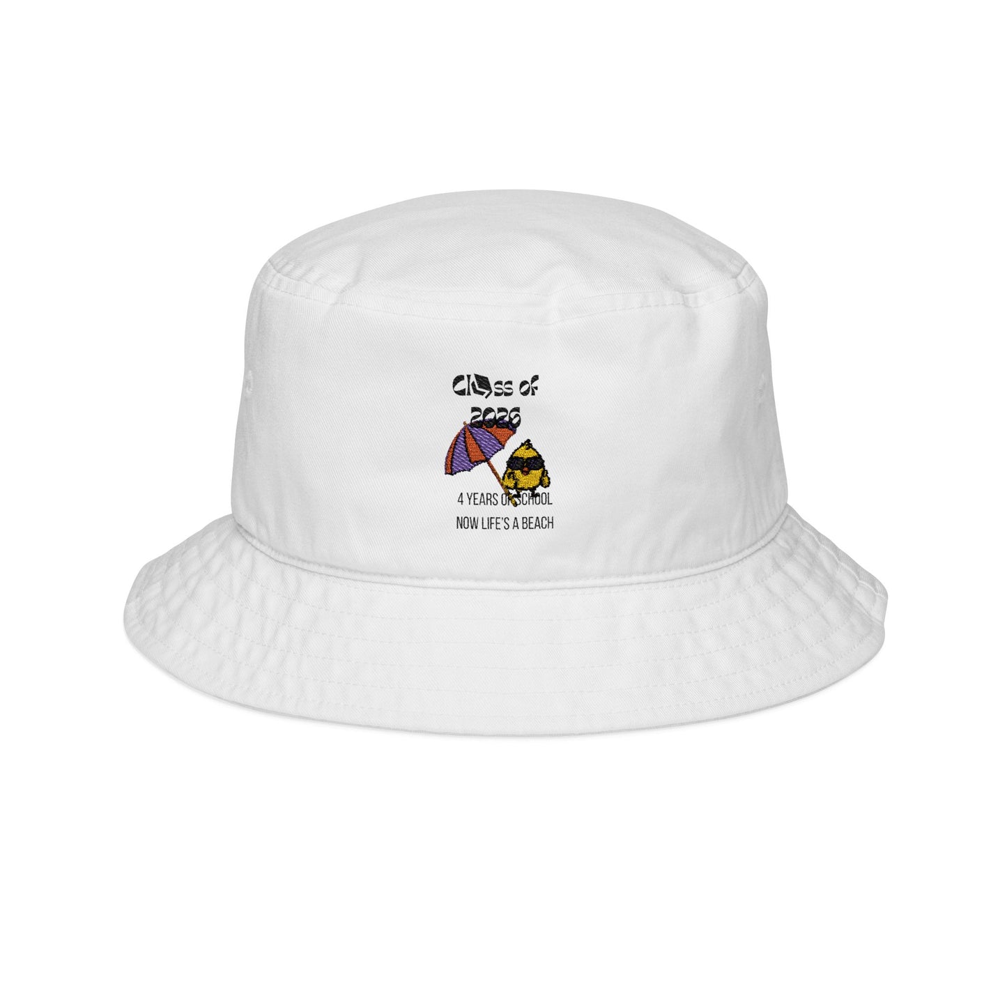 Embroidered Bucket Hat — Graduation — Colorful Patch Graphic