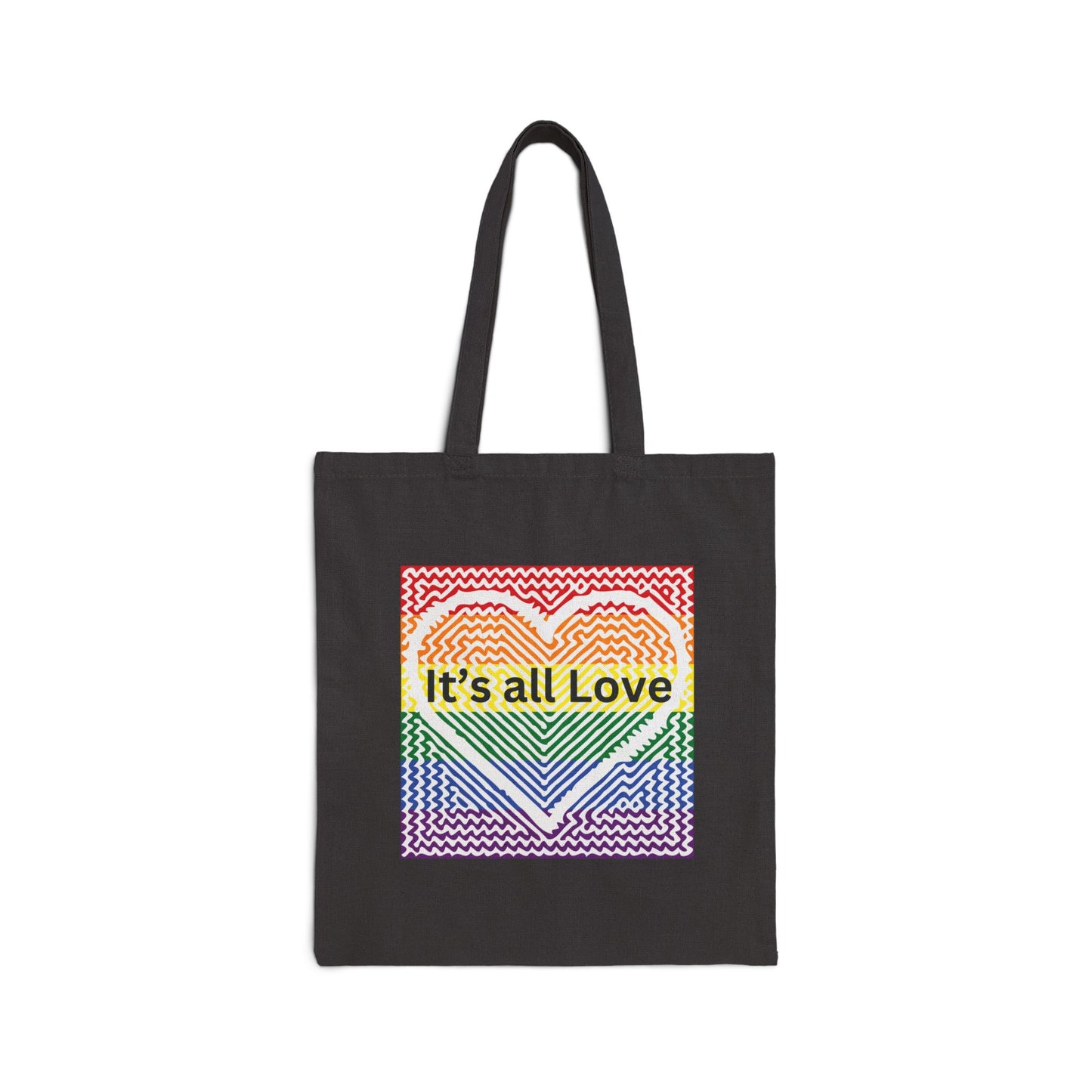 It's All Love Rainbow Heart Tote Bag - Cotton Canvas Carryall