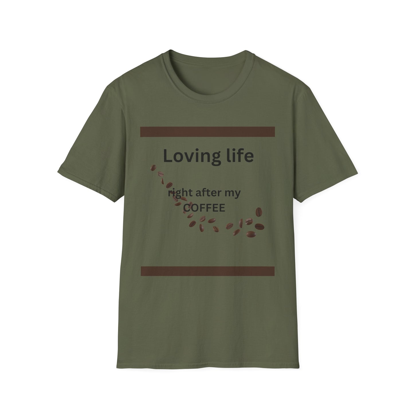 T-Shirt — "Loving life right after my coffee" Coffee Lover Graphic Tee