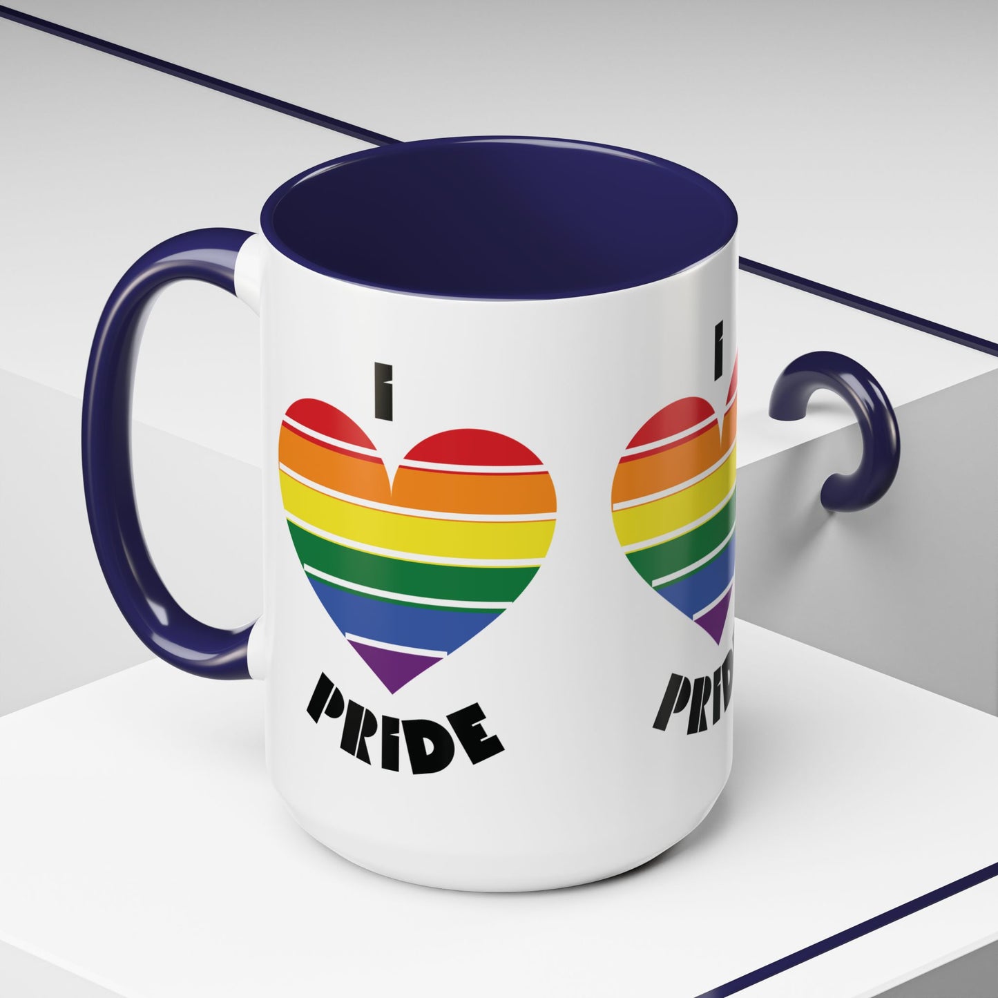 I Heart Pride Accent Coffee Mug – Rainbow Love 11/15oz