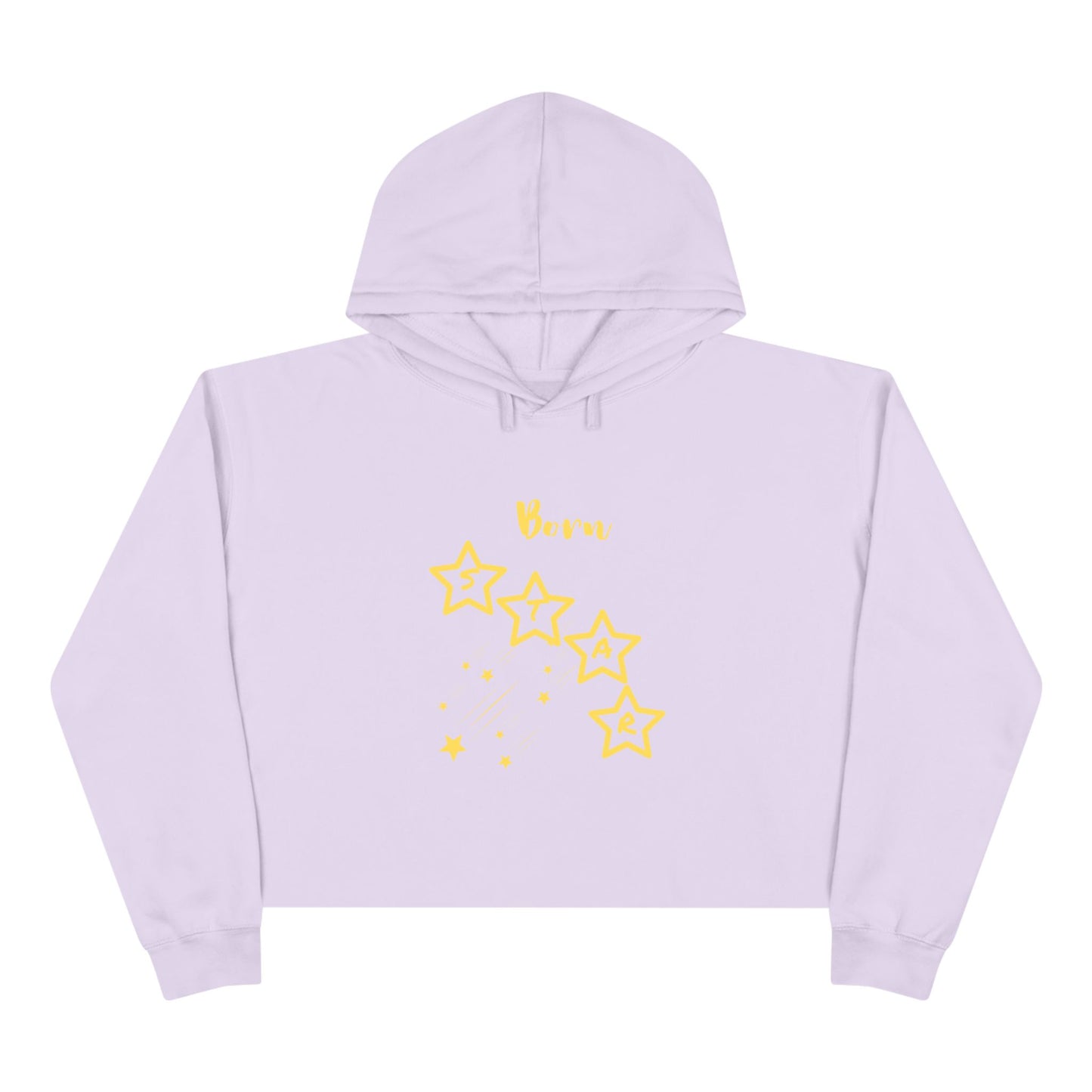 Gold-"Born Star":  Cropped Hoodie — Cute Minimalist Star Graphic Crop Sweatshirt