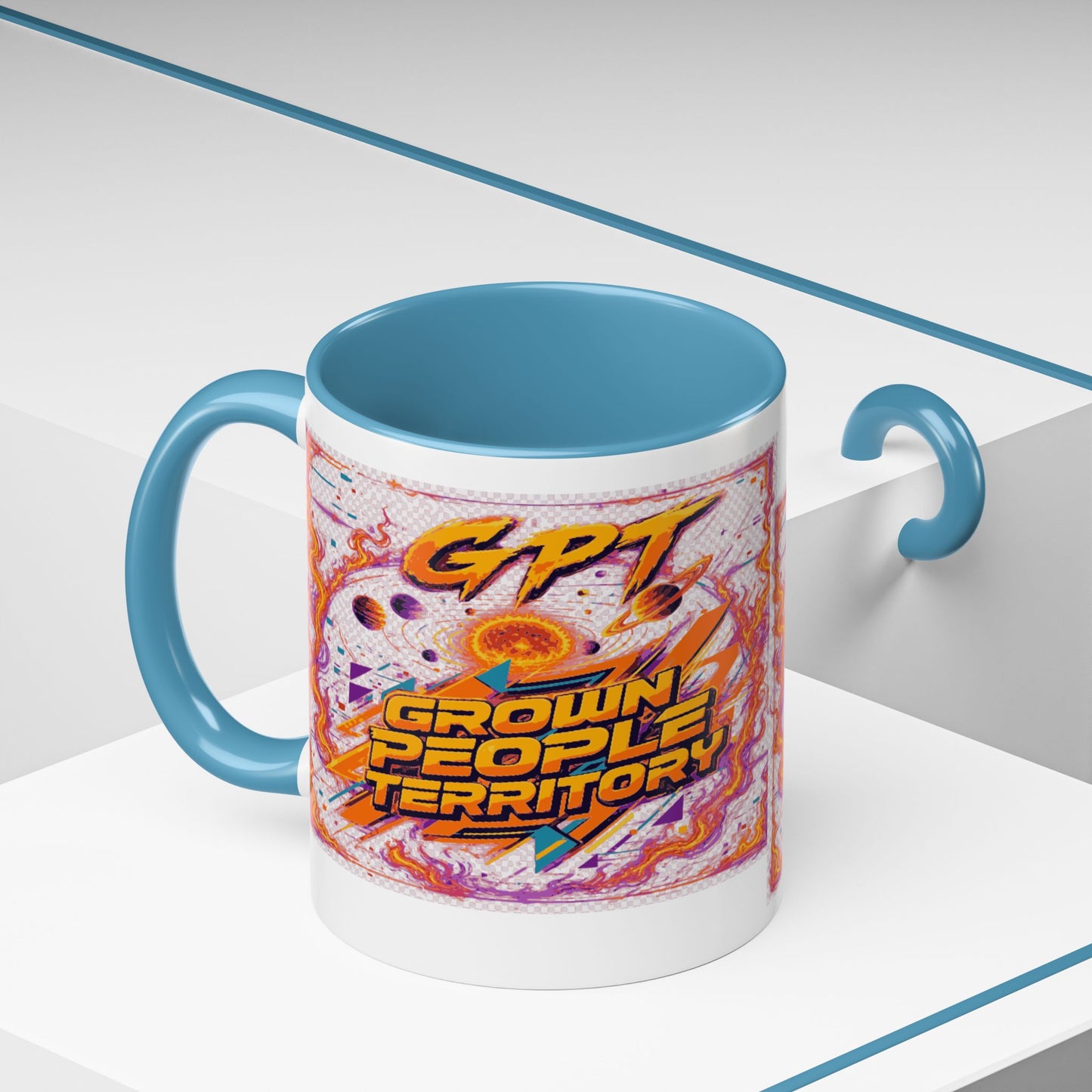 Accent Coffee Mug — "GPT: Grown People Territory" Bold Graphic Coffee Cup