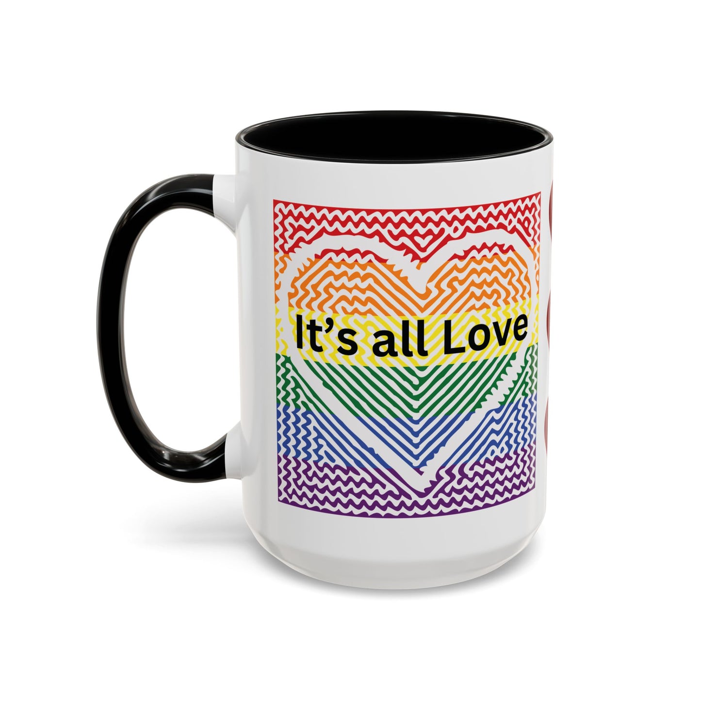 It's All Love Rainbow Heart Coffee Mug — Pride Accent Mug (11/15oz)