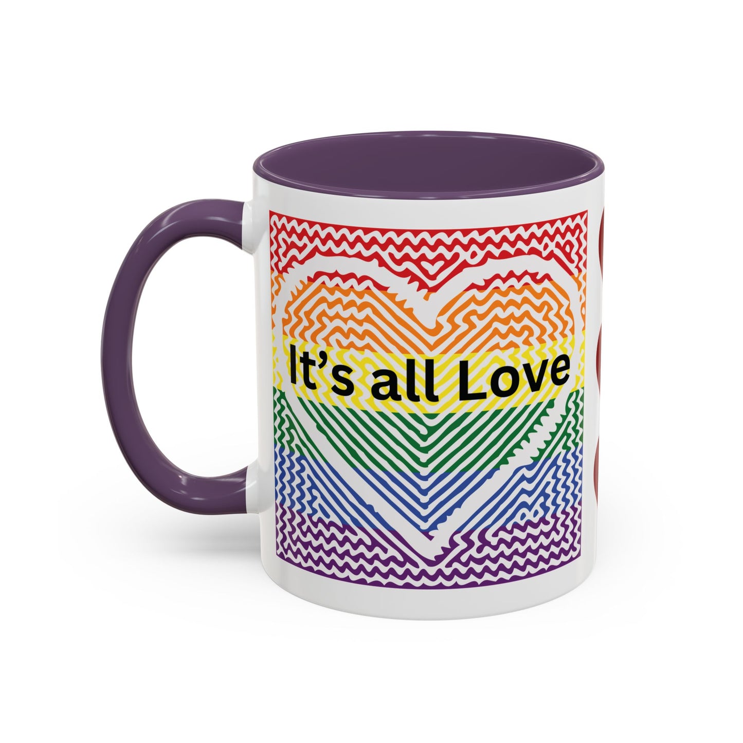 It's All Love Rainbow Heart Coffee Mug — Pride Accent Mug (11/15oz)