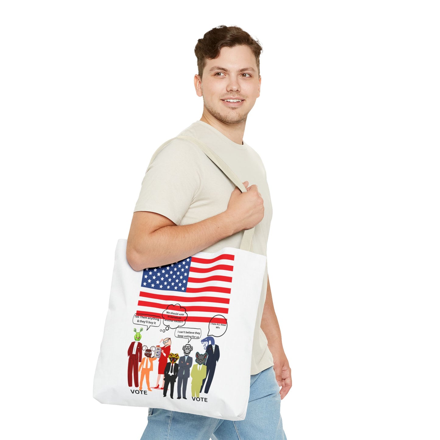 Patriotic Vote Tote Bag, Eco-Friendly Shopping Bag, Political Campaign Merchandise, Election Day Gift, USA Flag Design