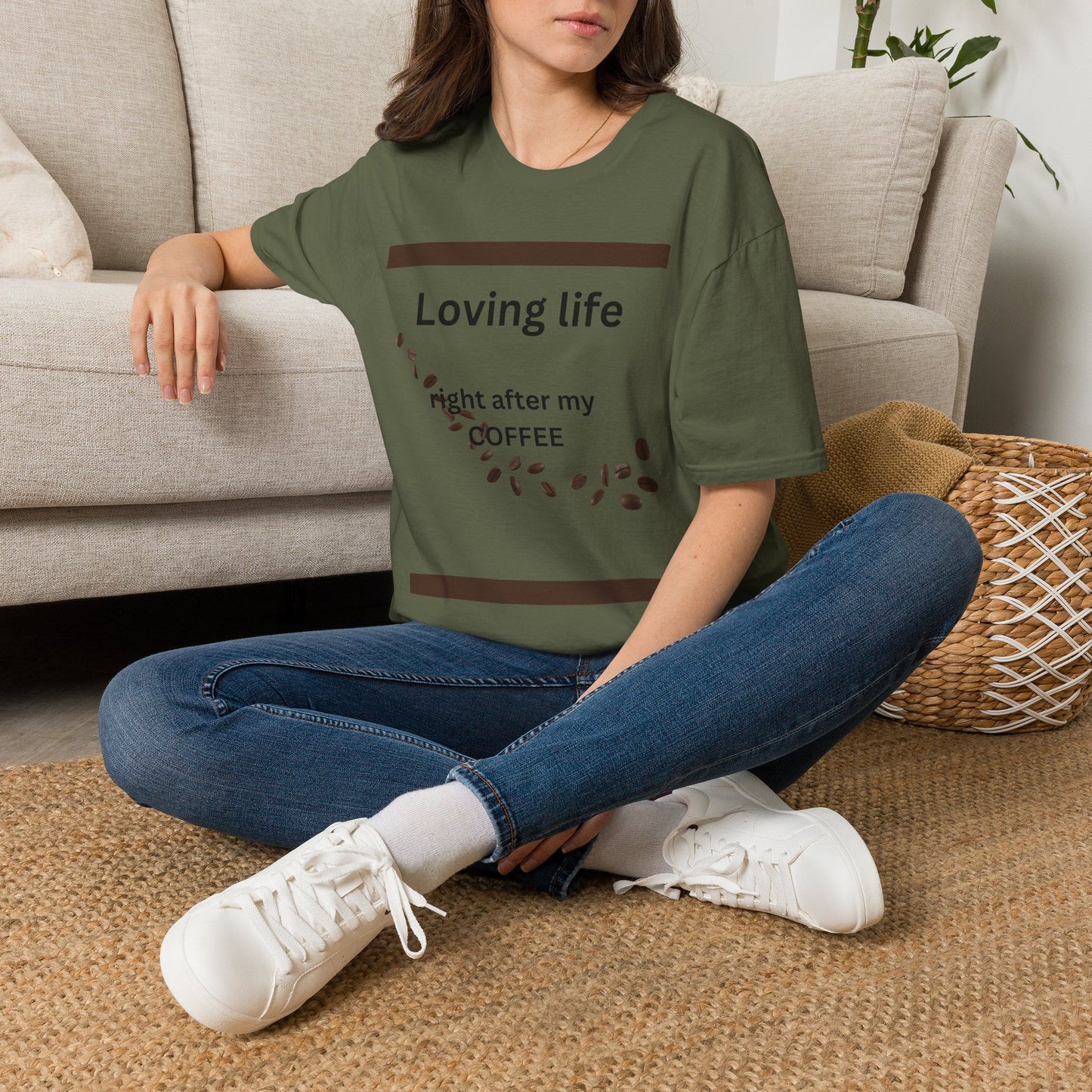 T-Shirt — "Loving life right after my coffee" Coffee Lover Graphic Tee