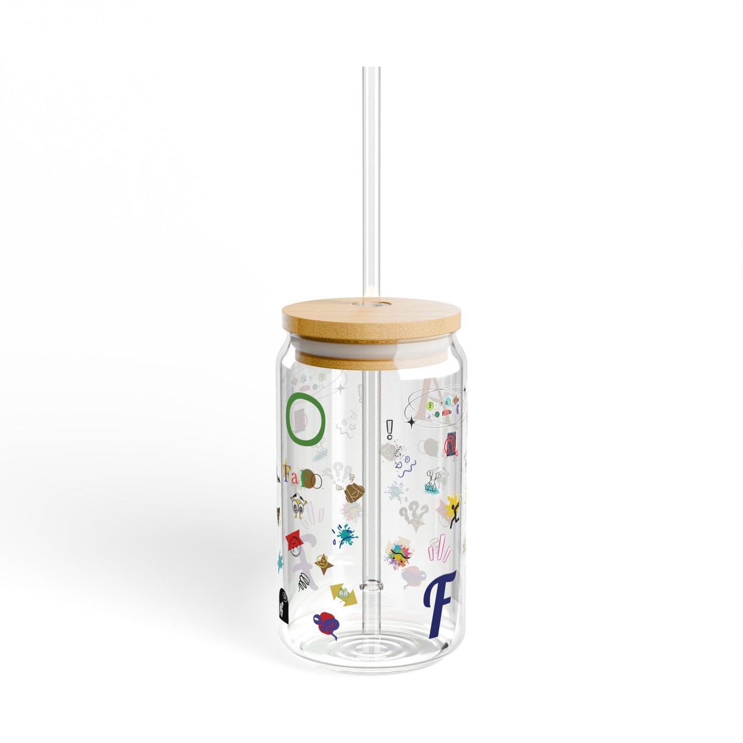 FAFO:  ICE COFFEE: 16oz Sipper Glass with Fun Designs -Lid & Straw
