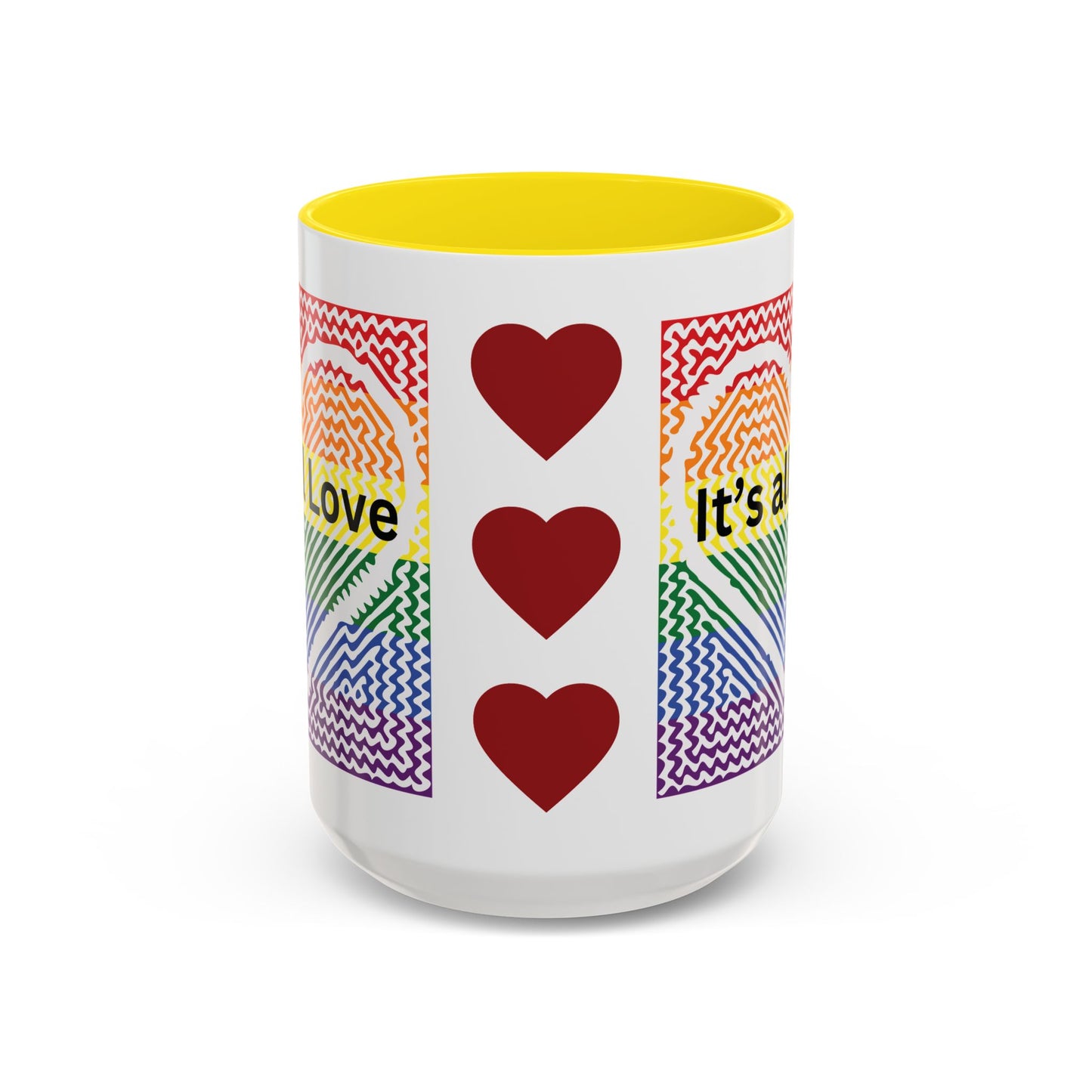 It's All Love Rainbow Heart Coffee Mug — Pride Accent Mug (11/15oz)