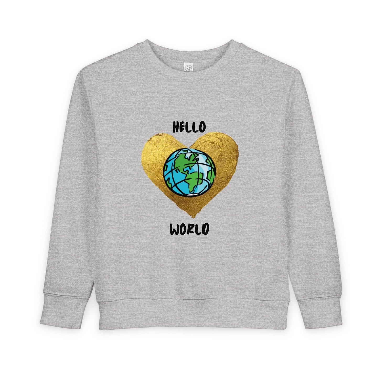 Toddler Sweatshirt - "Hello World" Earth Heart Graphic
