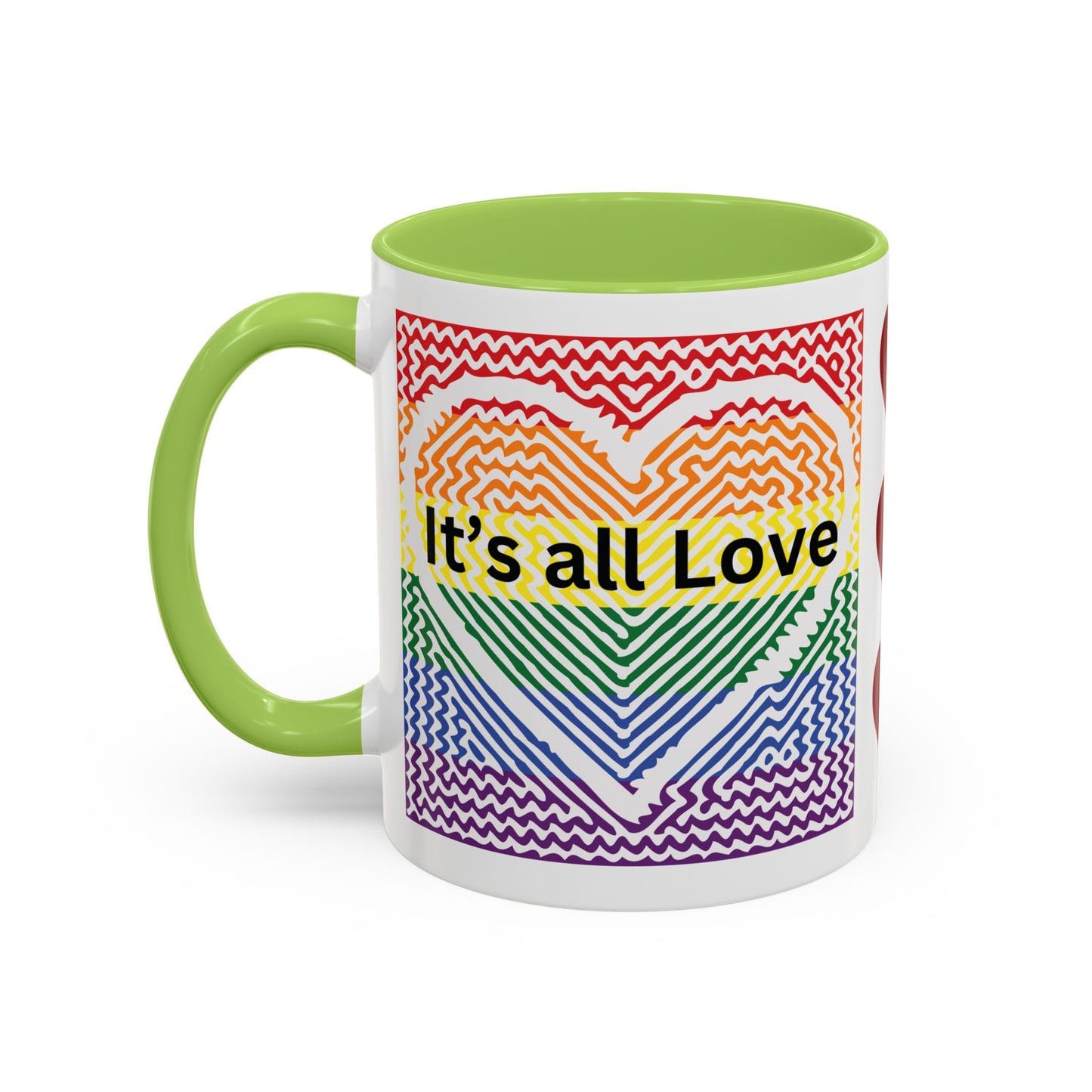 It's All Love Rainbow Heart Coffee Mug — Pride Accent Mug (11/15oz)