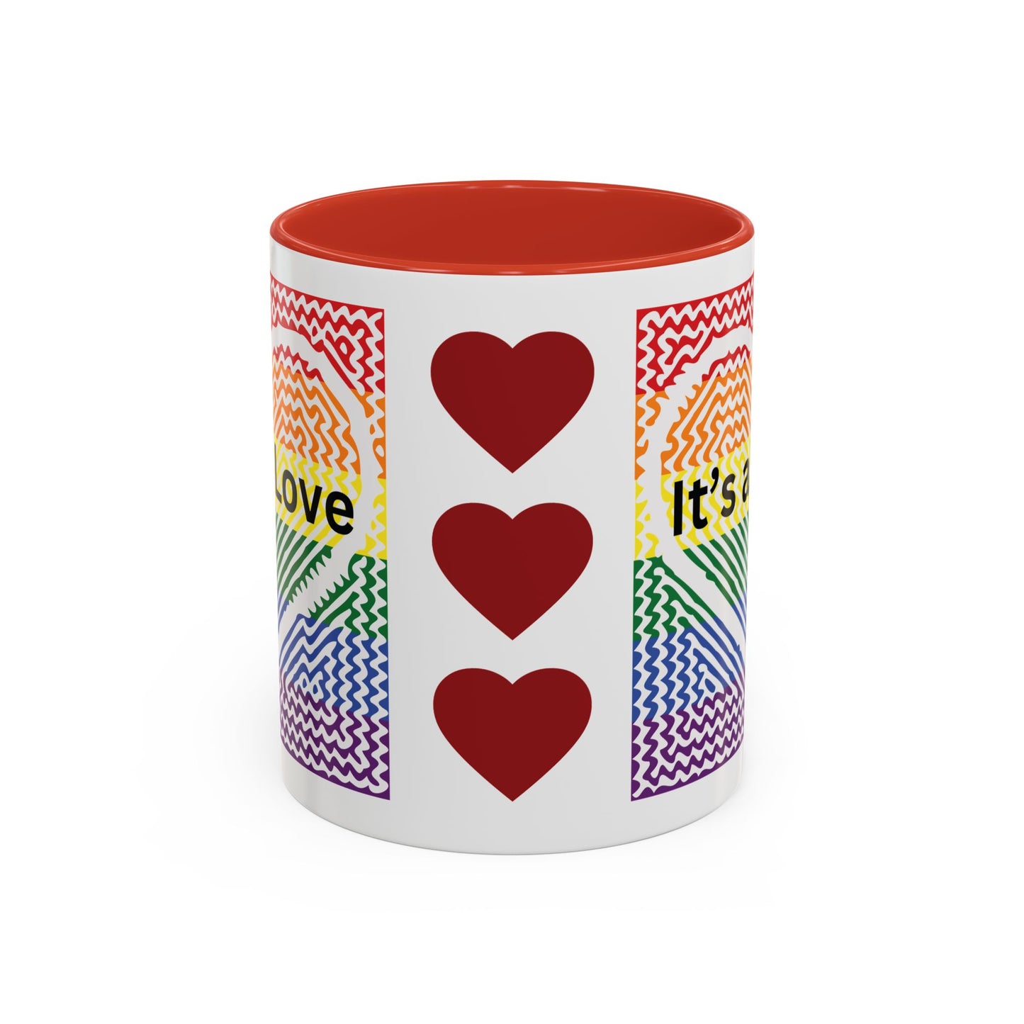 It's All Love Rainbow Heart Coffee Mug — Pride Accent Mug (11/15oz)