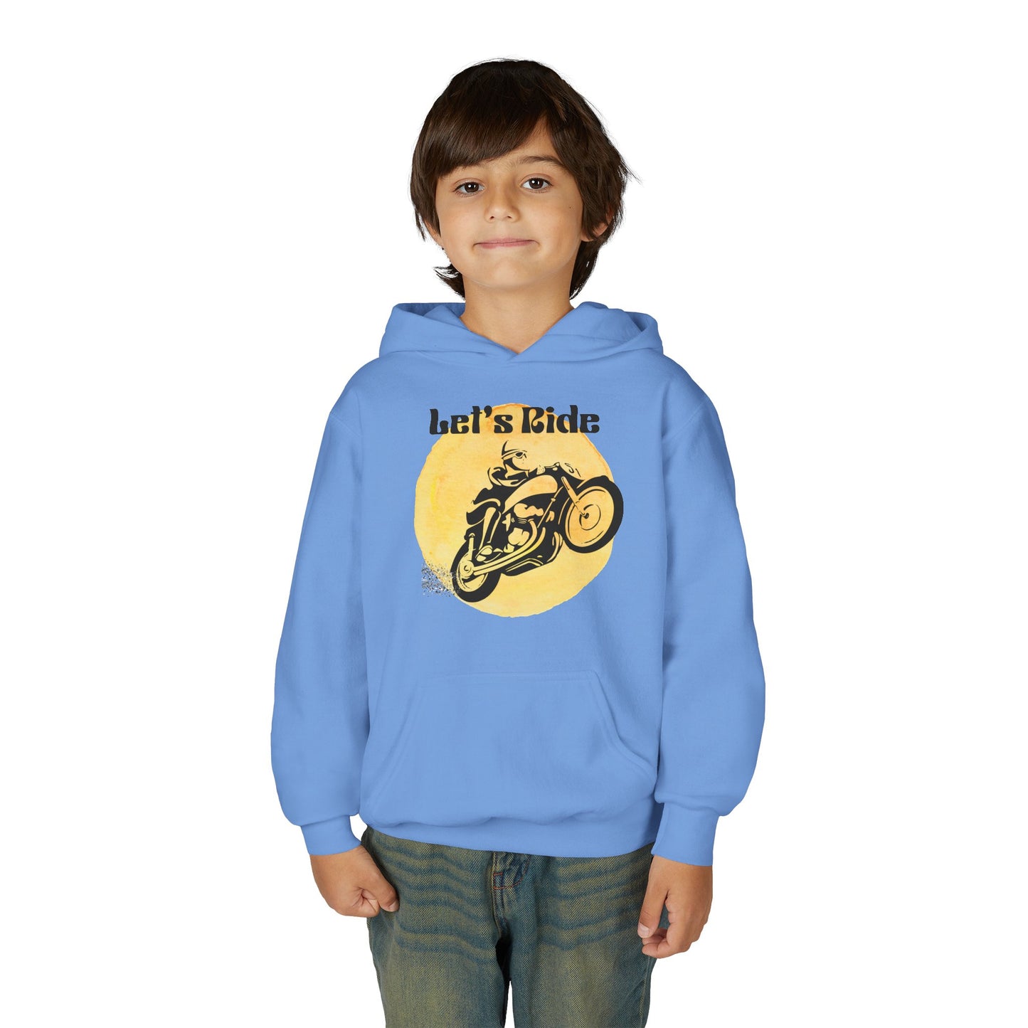 Youth Hoodie - "Let's Ride" Vintage Motorcycle Graphic