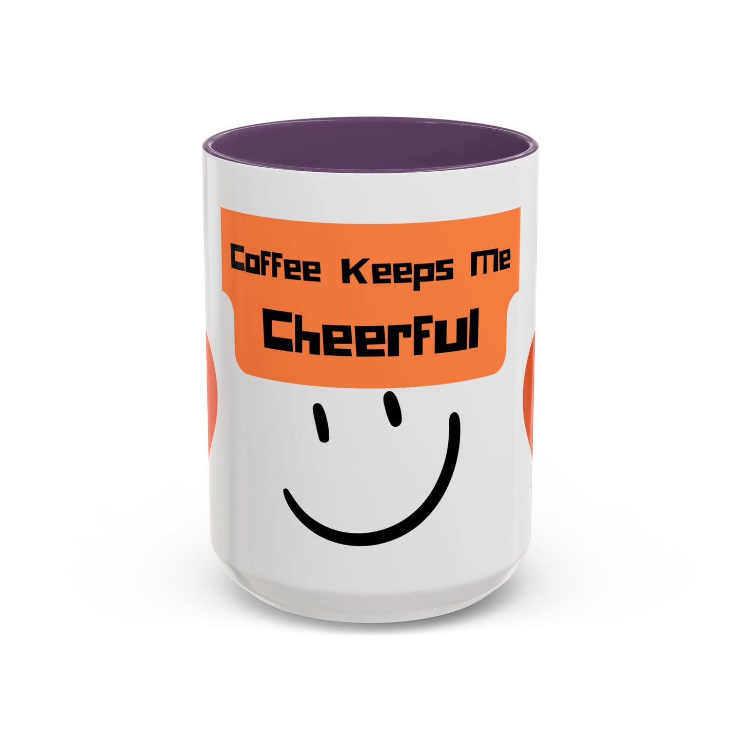 Coffee Keeps Me Cheerful Accent Mug — Smiley Heart 11/15oz
