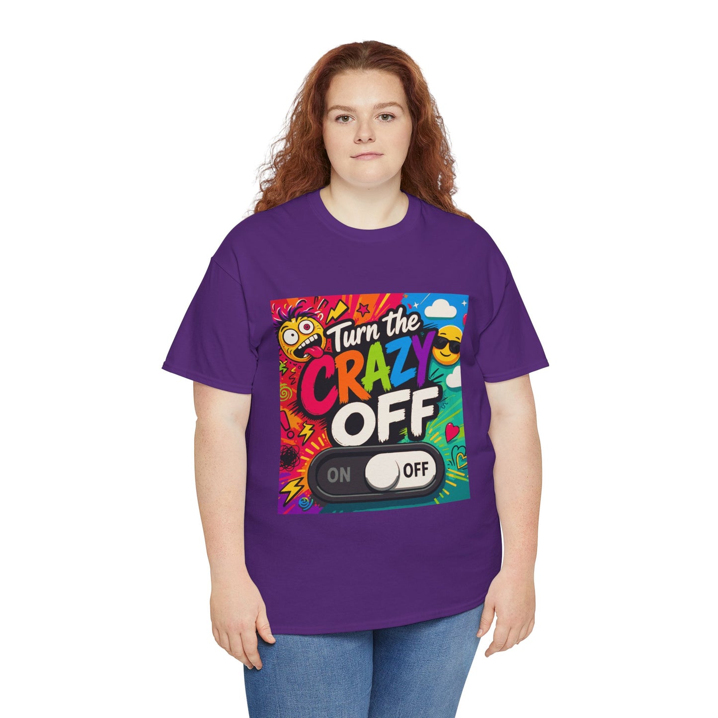 Turn the Crazy Off T-Shirt — Funny Retro Graphic Tee with On/Off Switch