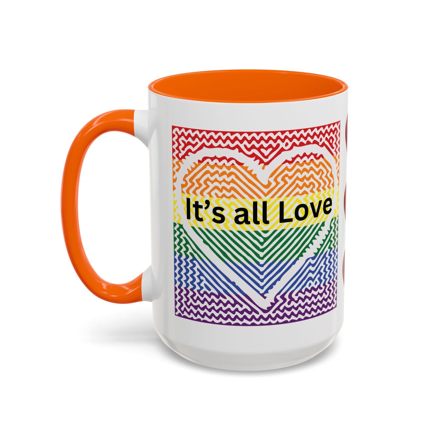It's All Love Rainbow Heart Coffee Mug — Pride Accent Mug (11/15oz)