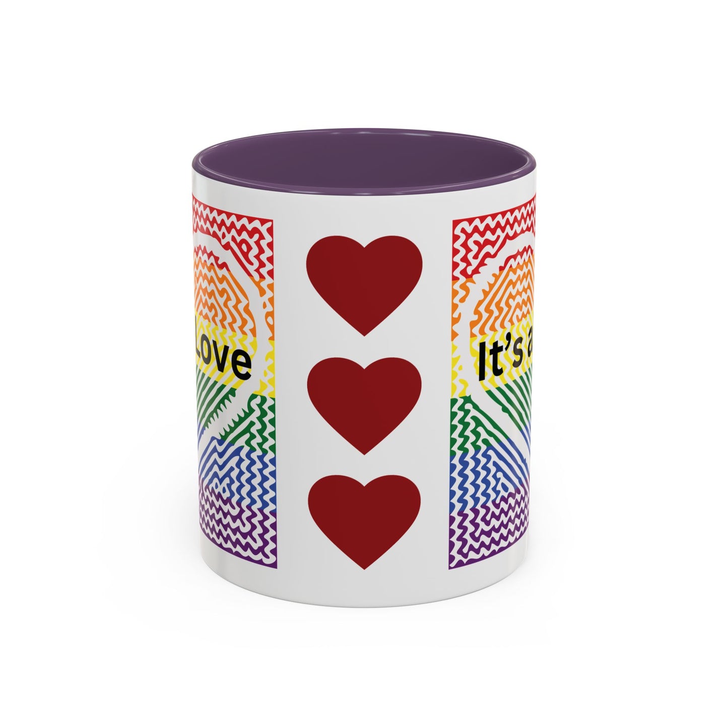It's All Love Rainbow Heart Coffee Mug — Pride Accent Mug (11/15oz)