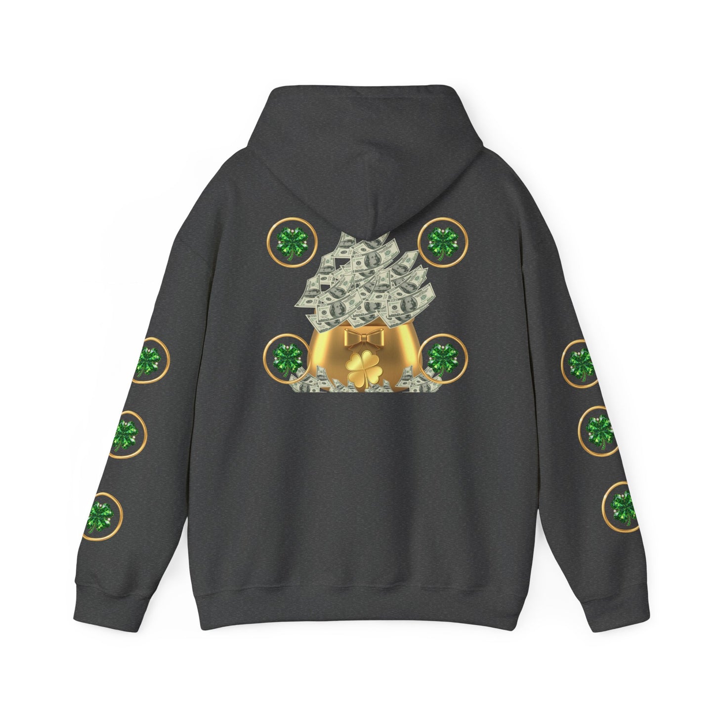 St. Patrick’s Day Lucky Pot Hoodie — Gold Pot of Money Shamrock Sweatshirt