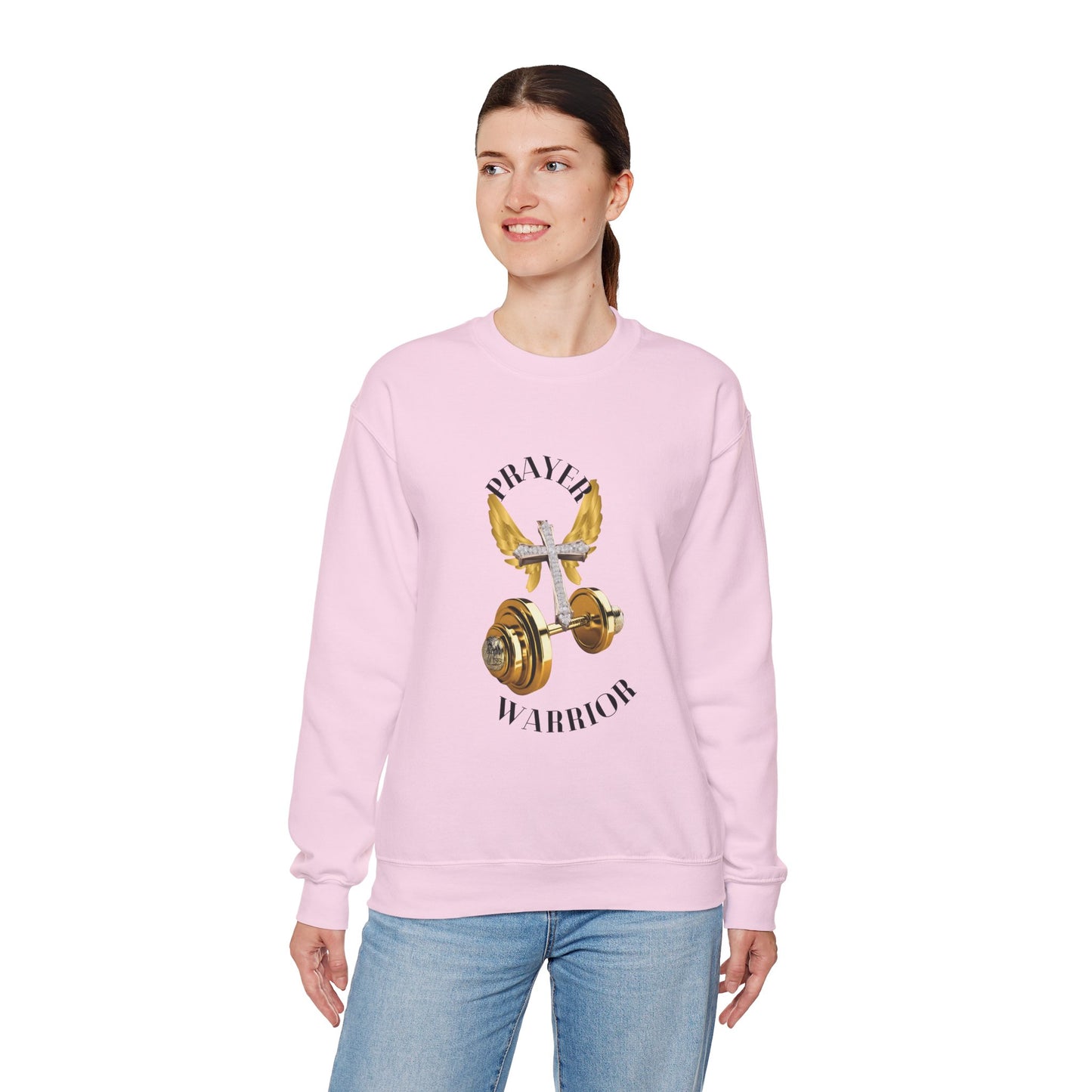 Holy Sweatshirt for "Prayer Warriors" Gold Weights with Wings  and Holy Cross