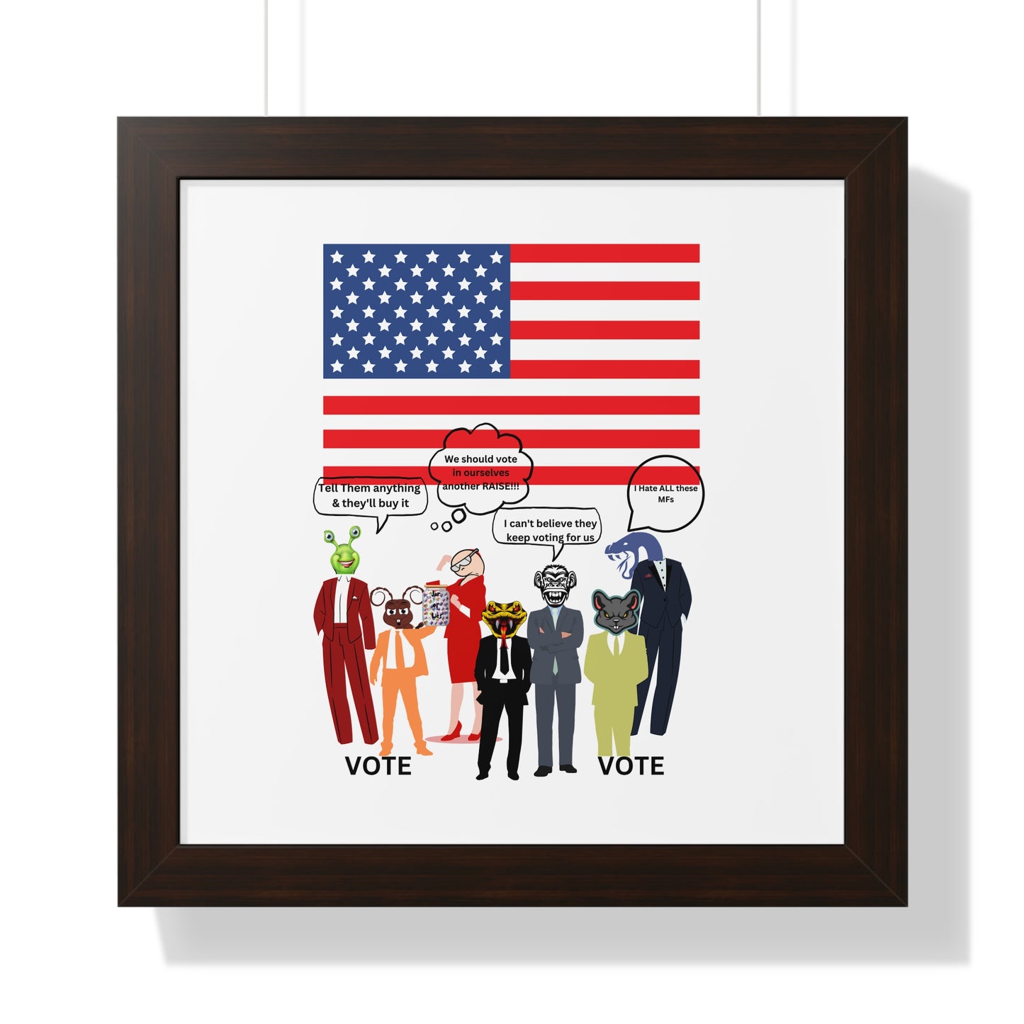 Framed Poster — Patriotic Political Cartoon "Jar of Lies" Print