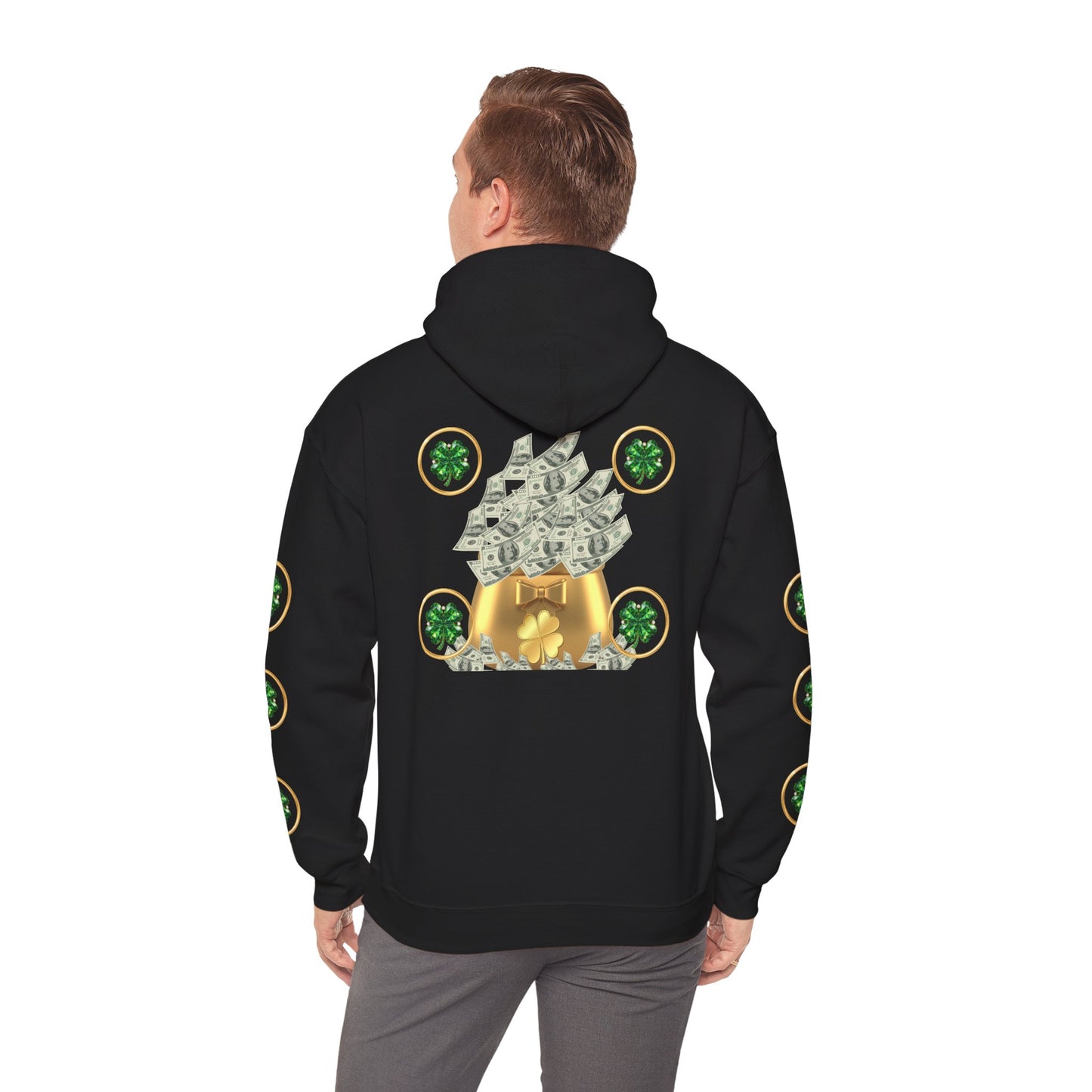 St. Patrick’s Day Lucky Pot Hoodie — Gold Pot of Money Shamrock Sweatshirt