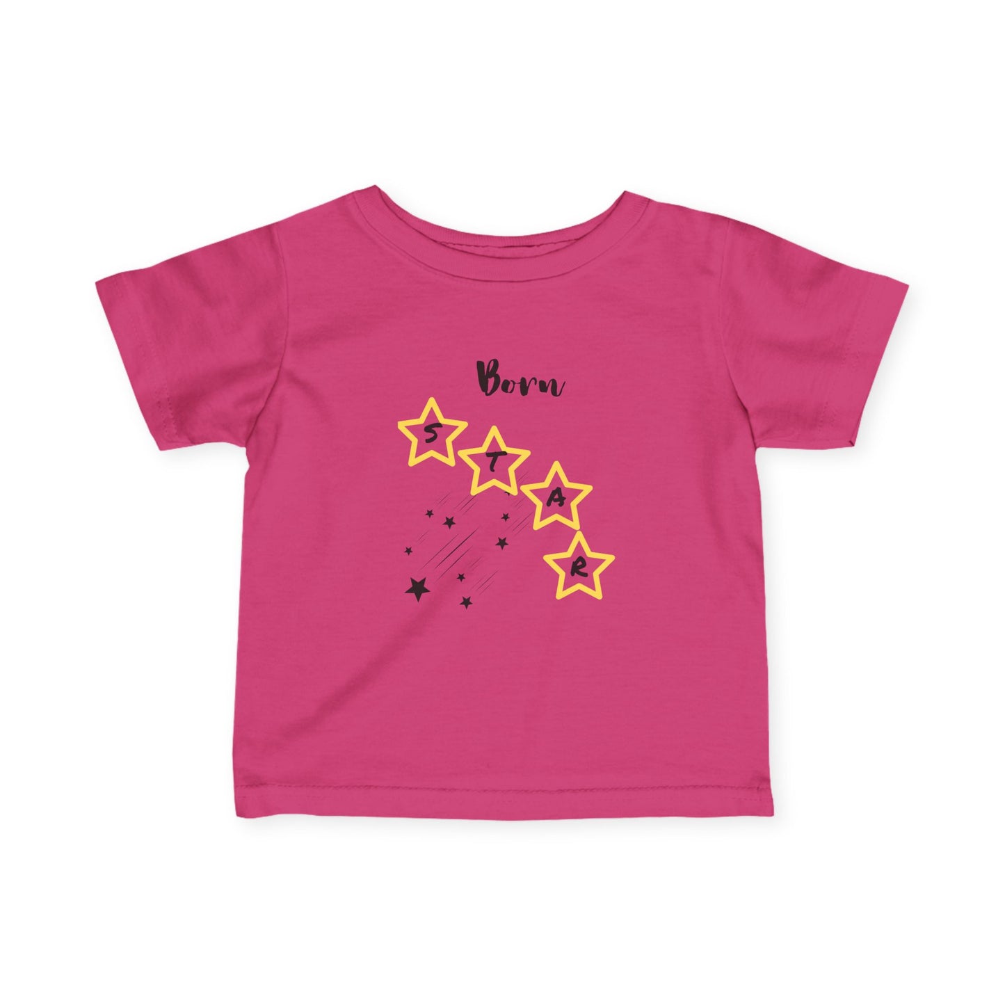 Infant Tee — "Born Star" Yellow Star Graphic Baby Shirt