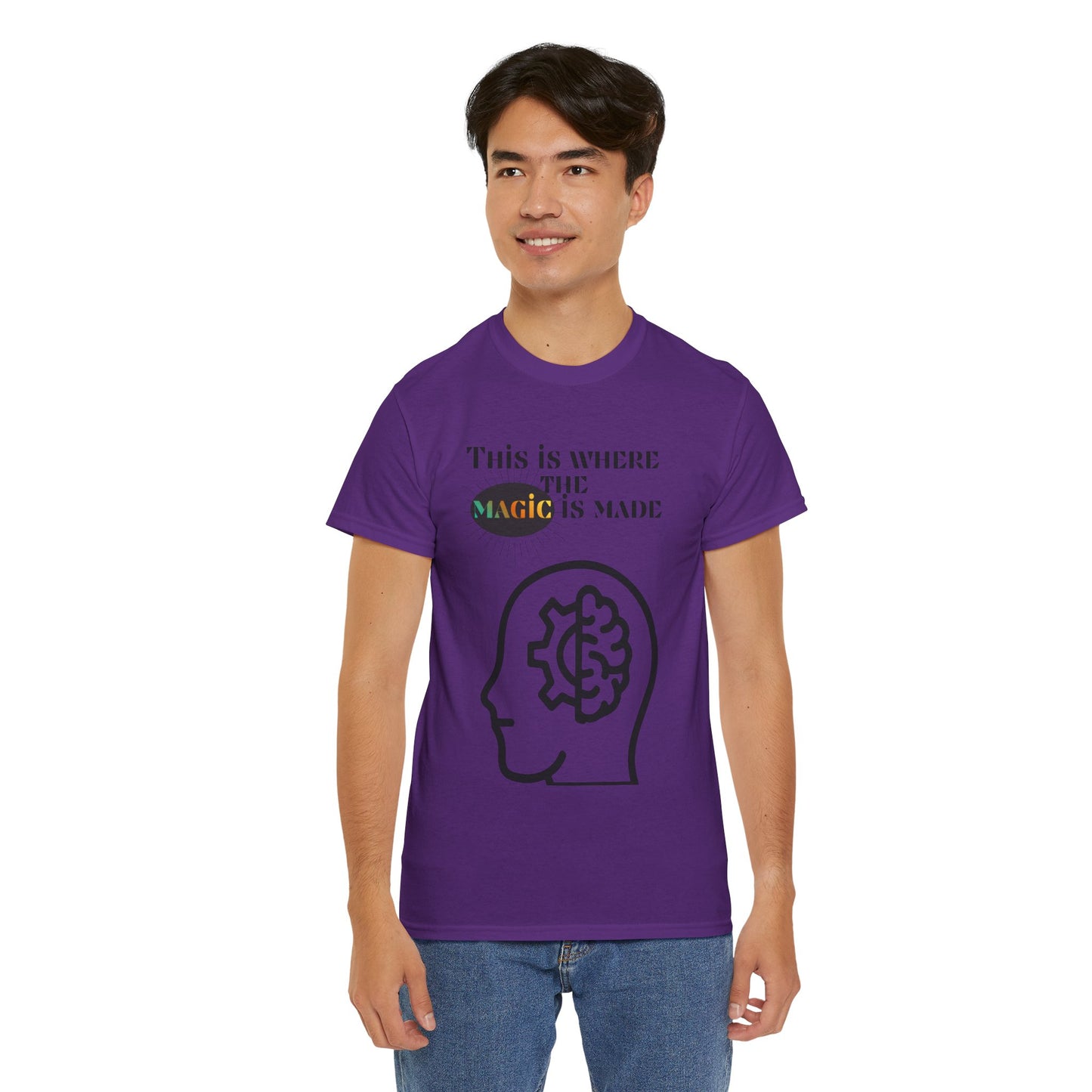 Brain + Gear Tee — "This Is Where the Magic Is Made" Creative Mind T-Shirt