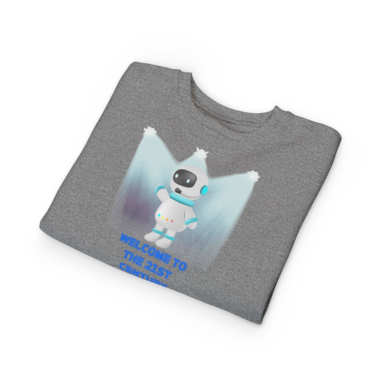 Toddler Sweatshirt - Cute Robot "Welcome to the 21st Century" Kids Crewneck